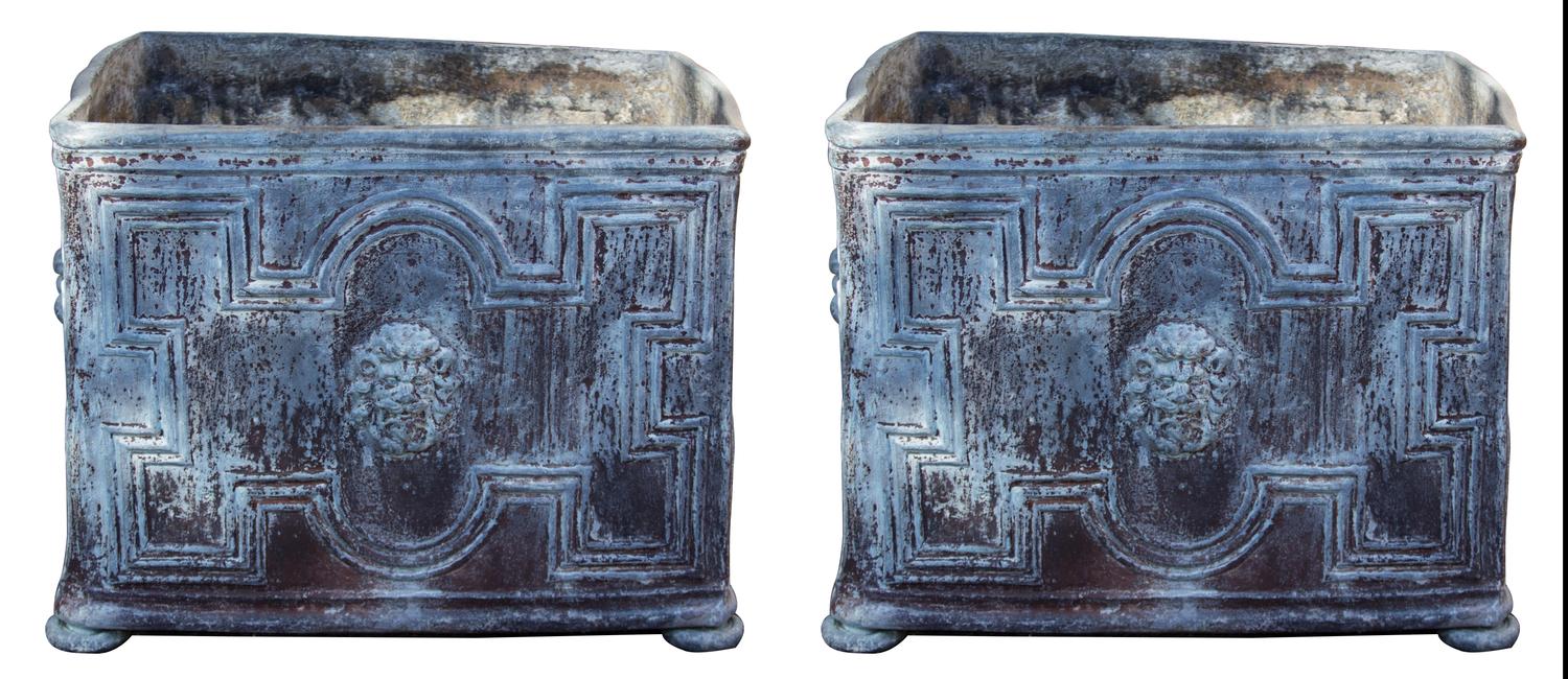A Pair of Lead Jardinieres Height 17 x width 22 x depth 22 inches. — 20TH CENTURY