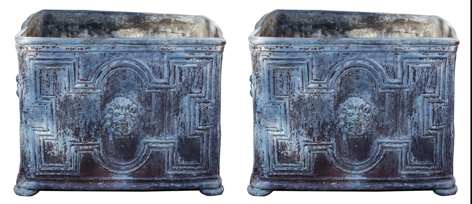 A Pair of Lead Jardinieres Height 17 x width 22 x depth 22 inches. — 20TH CENTURY