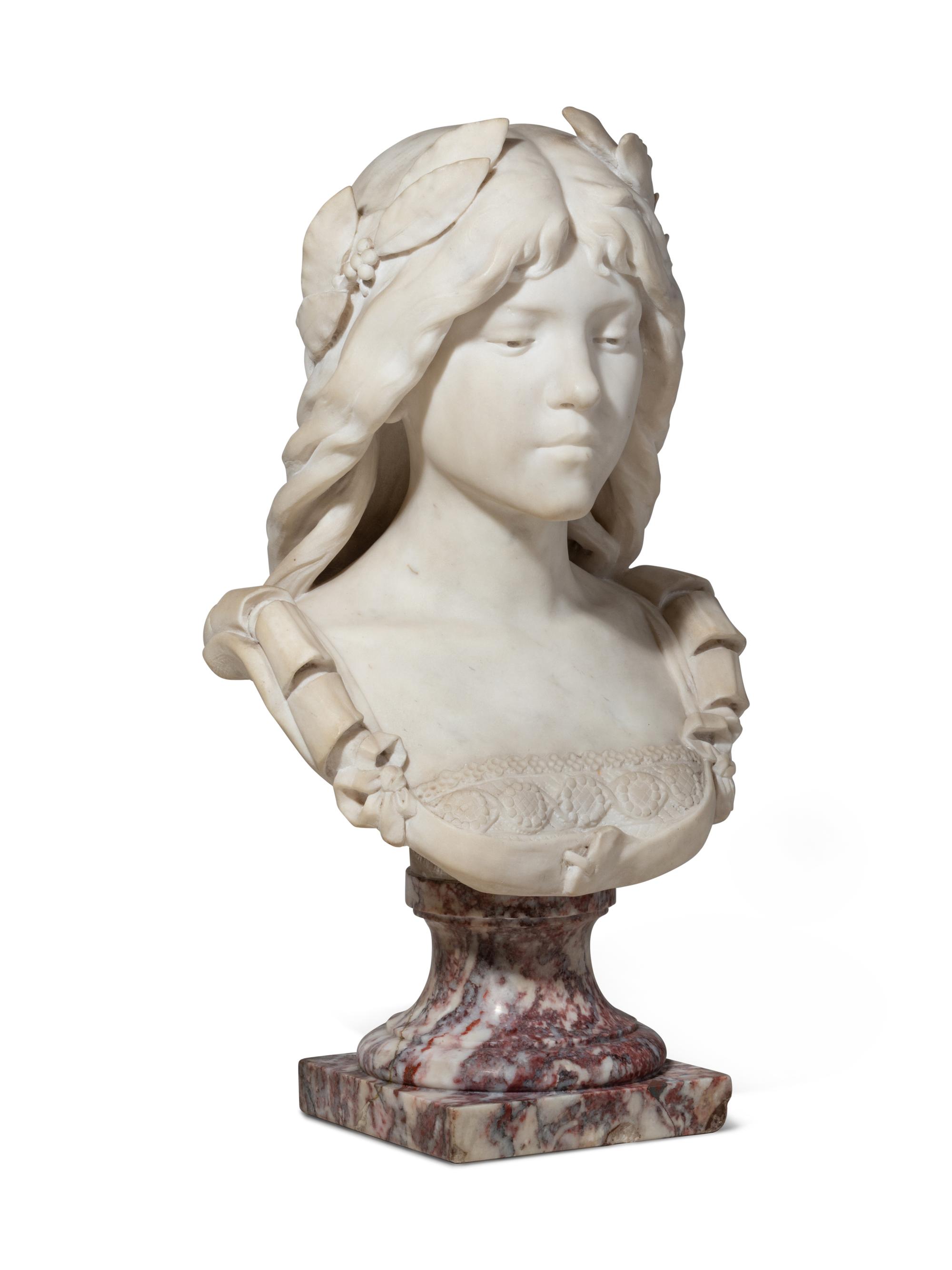 An Italian Carved Marble Bust of a Lady