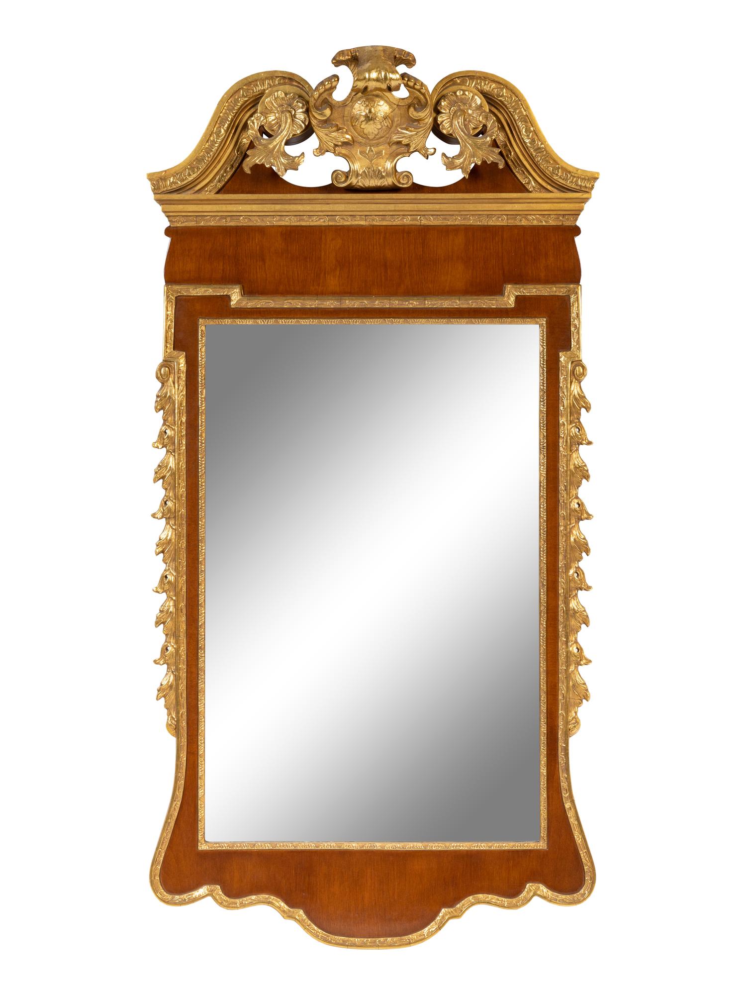 A George II Style Parcel Gilt Mahogany Mirror