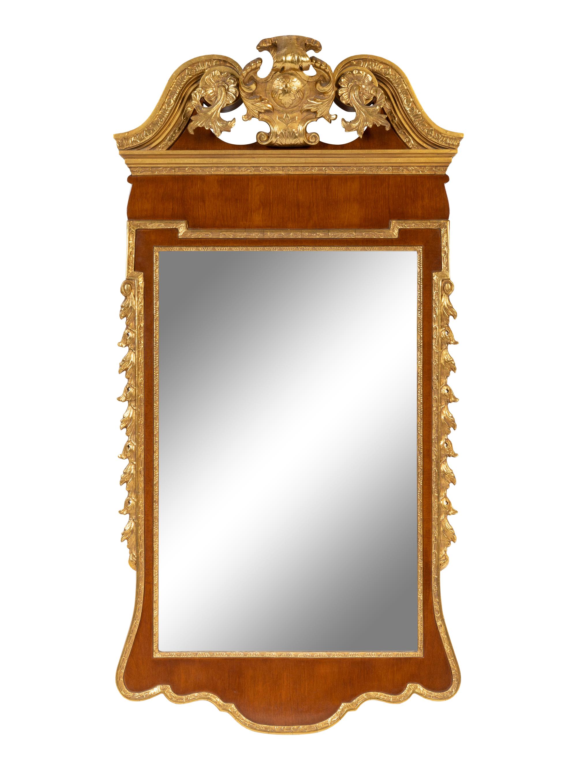 A George II Style Parcel Gilt Mahogany Mirror