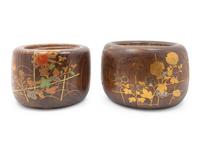 Two Similar Japanese Lacquered Kiri Wood Hibachi Braziers — 20TH CENTURY