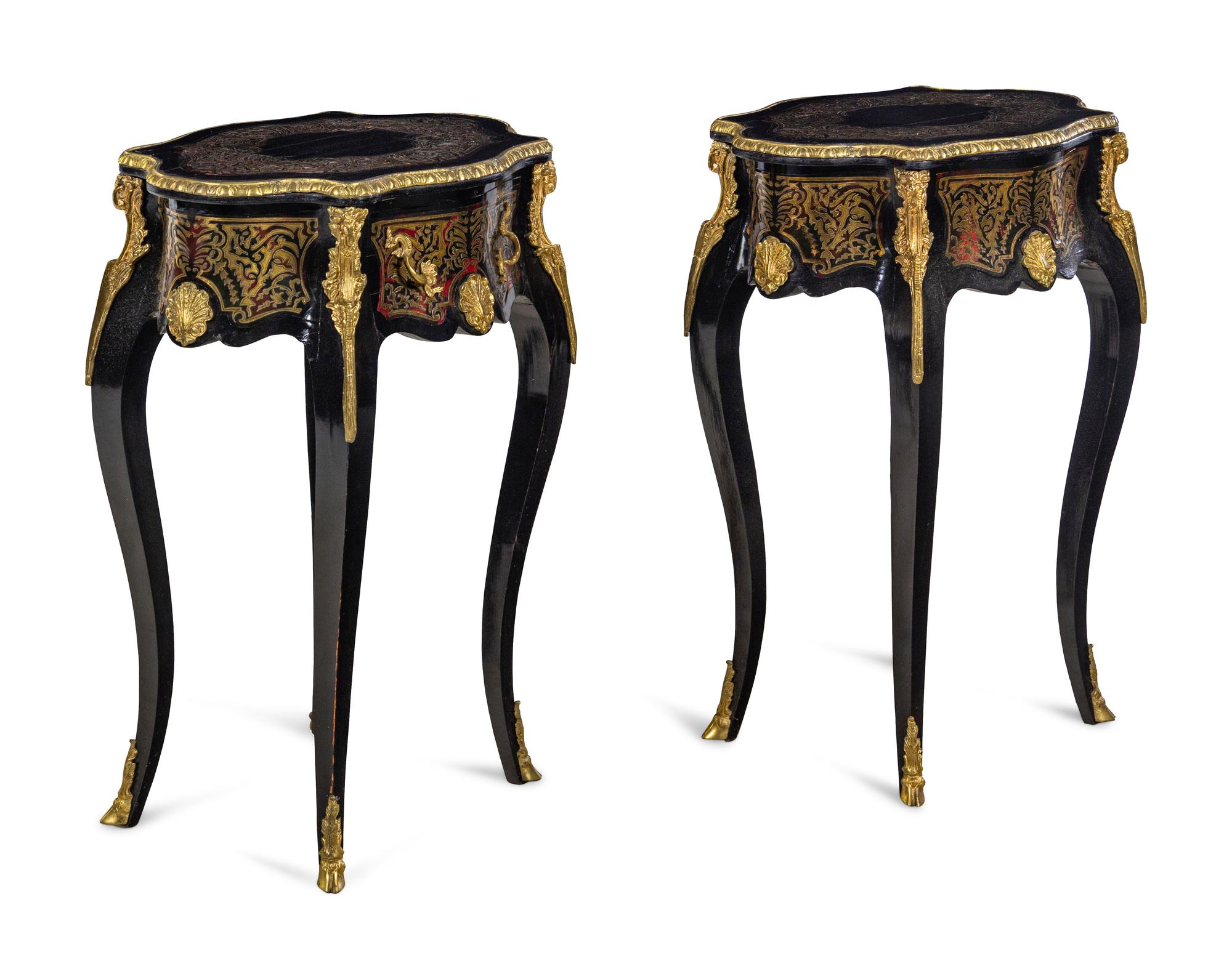 A Pair of Napoleon III Style Boulle Marquetry Tables