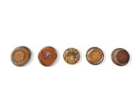 Three Glazed and Manganese Splashed Miniature Turk's Hat Redware Pudding Molds, Pennsylvania, 19th Century