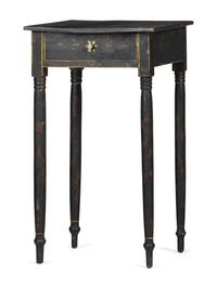 A Paint Decorated Pine One-Drawer Work Stand