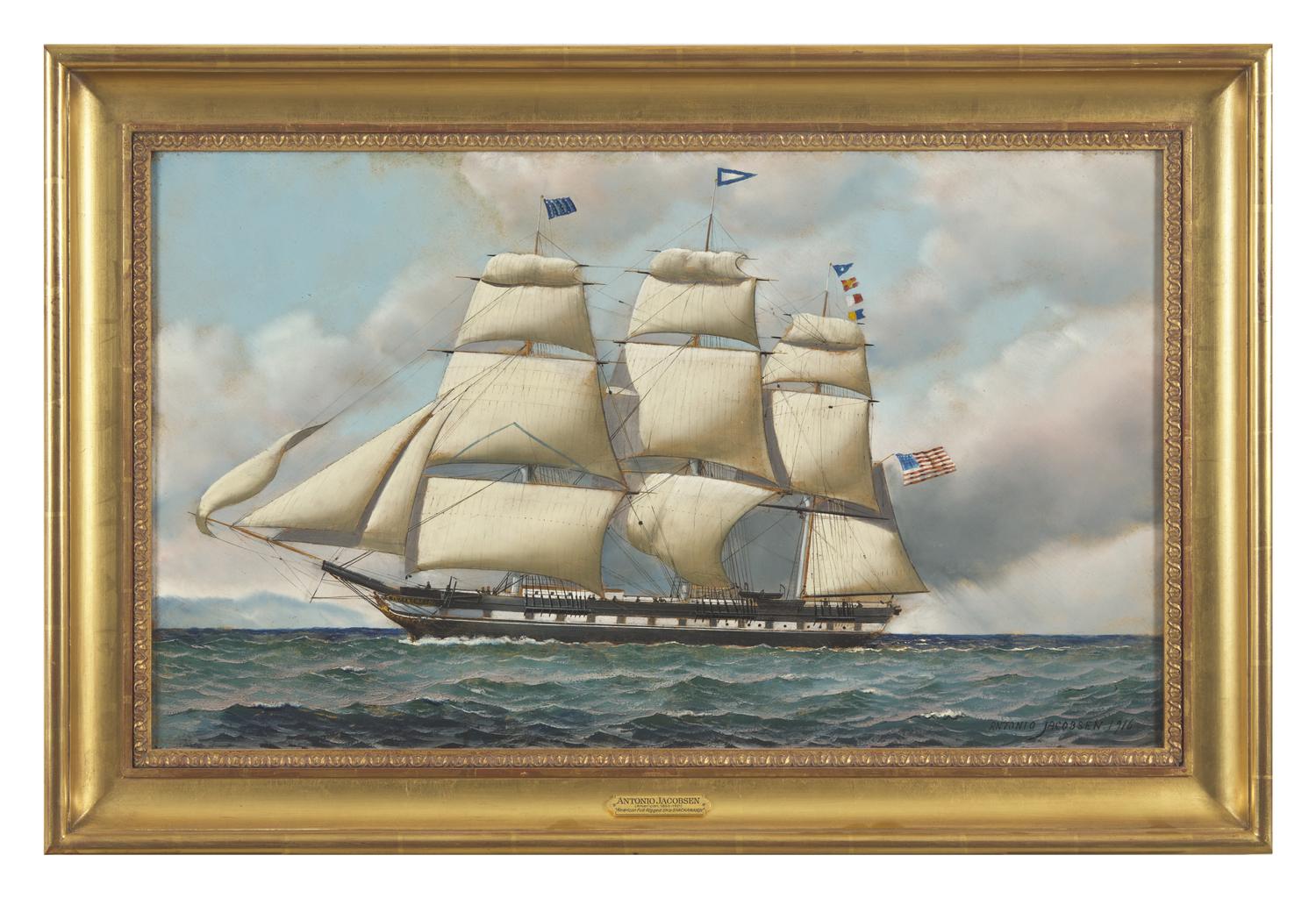 Antonio Nicolo Gasparo Jacobsen (Danish-American, 1850-1921), American Full Rigged Ship Shackamaxon, 1916