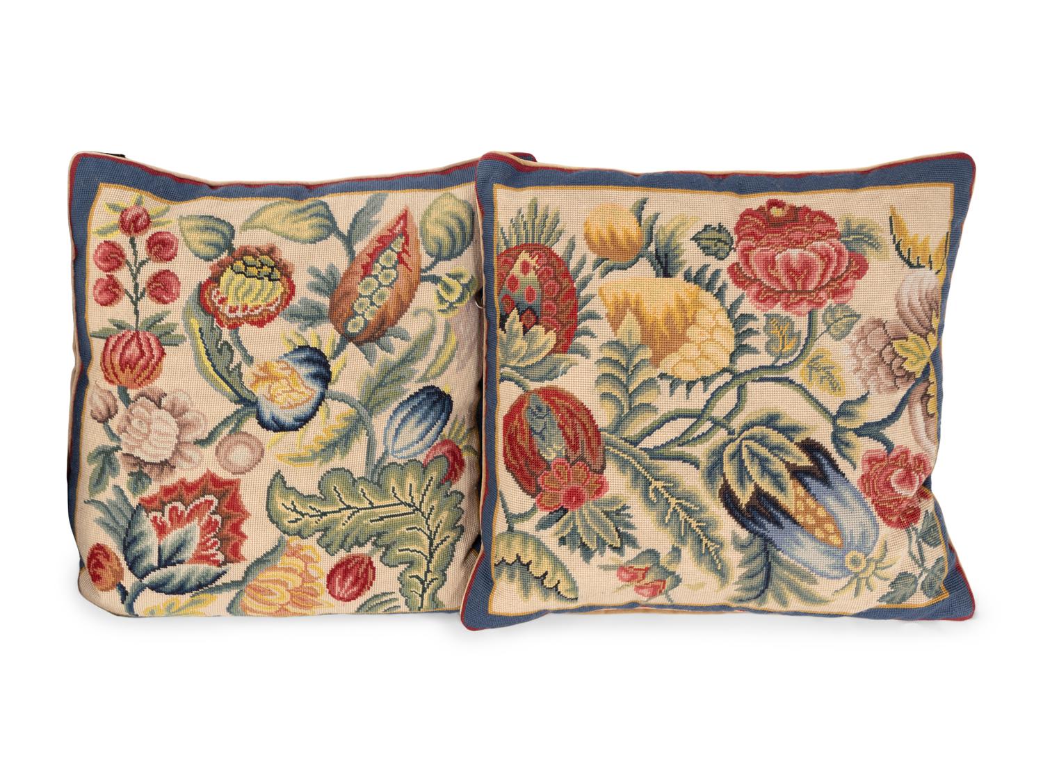 Three Sets of Needlepoint Pillows