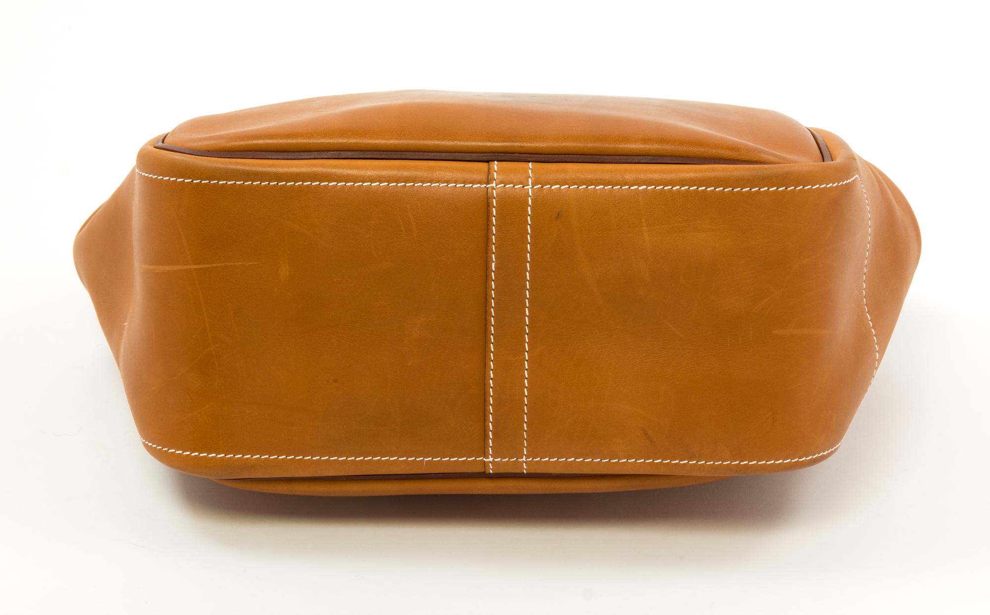 Hermès Natural Equestrian Leather Tote, 2013 14" H x 12"- 17" W x 5.5" D; Handle drop: 7"