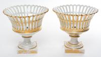 A Pair of Paris Porcelain Footed Bowls Height 8 1/2 inches.