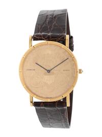 CORUM, 18K YELLOW GOLD COIN WATCH WITH CORUM BUCKLE