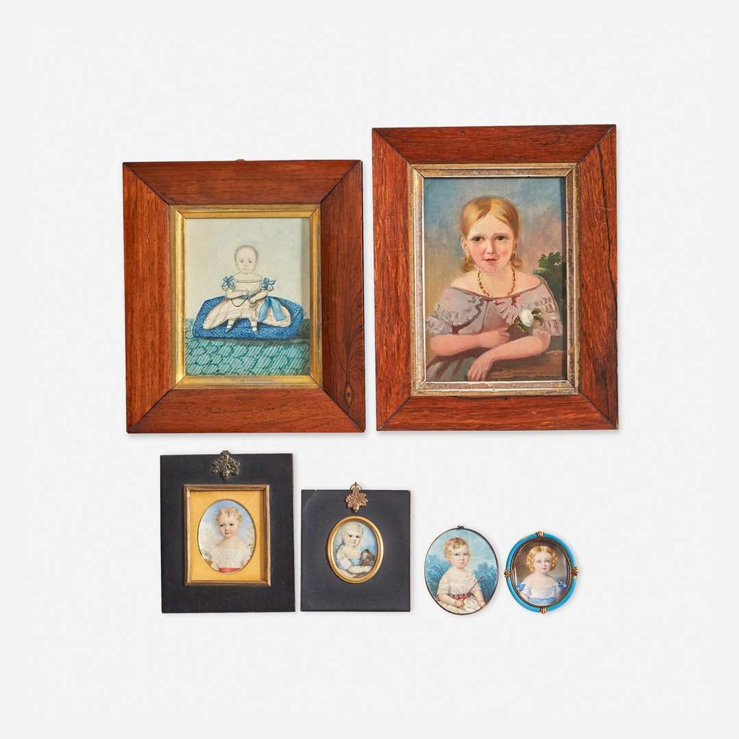 Scottish and English School 19th century Group of Six Portrait Miniatures of Children, early 19th century