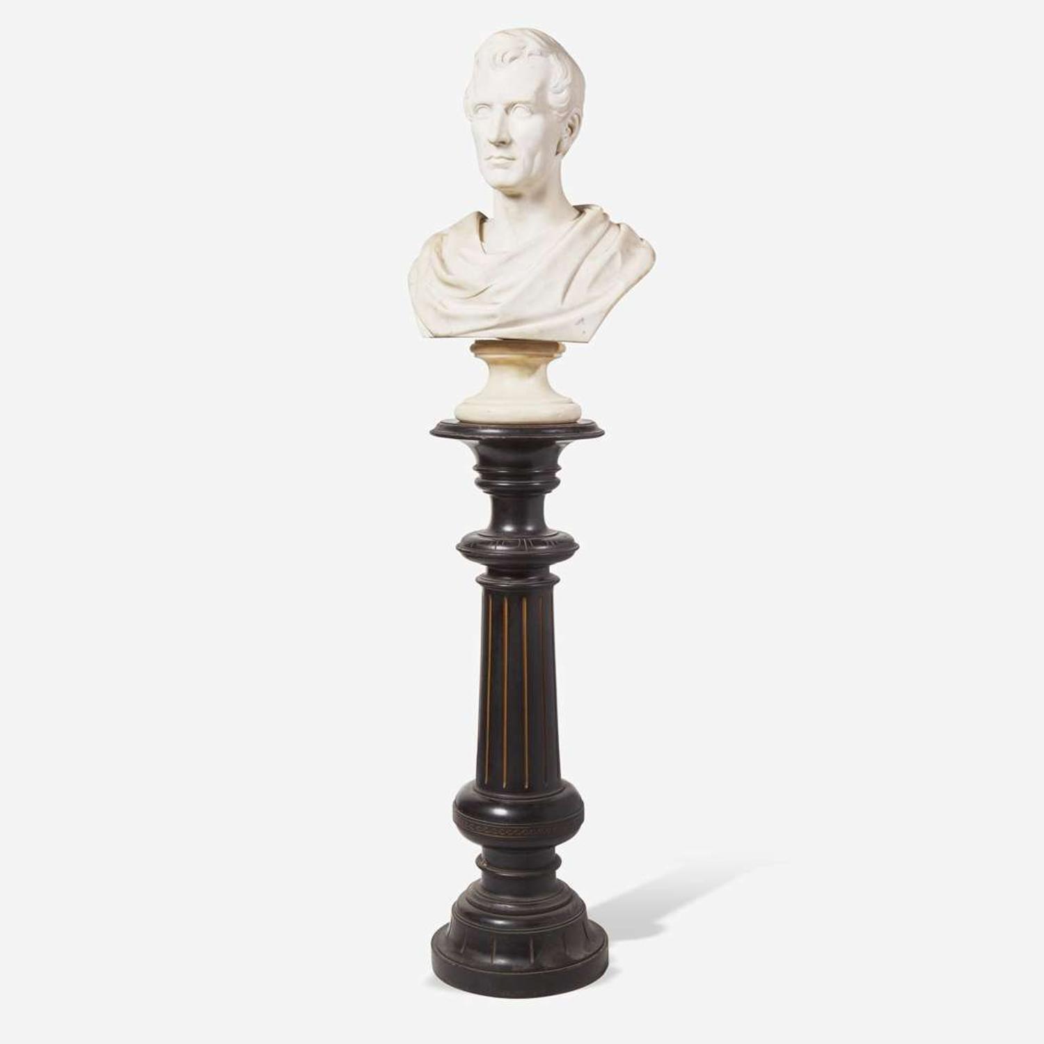 A carved Carrara marble bust of a Classically draped gentleman 19th century