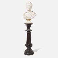 A carved Carrara marble bust of a Classically draped gentleman 19th century