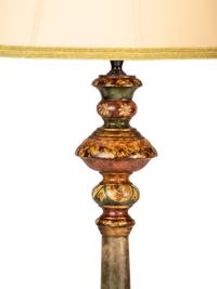 A Paint Decorated Wood Floor Lamp