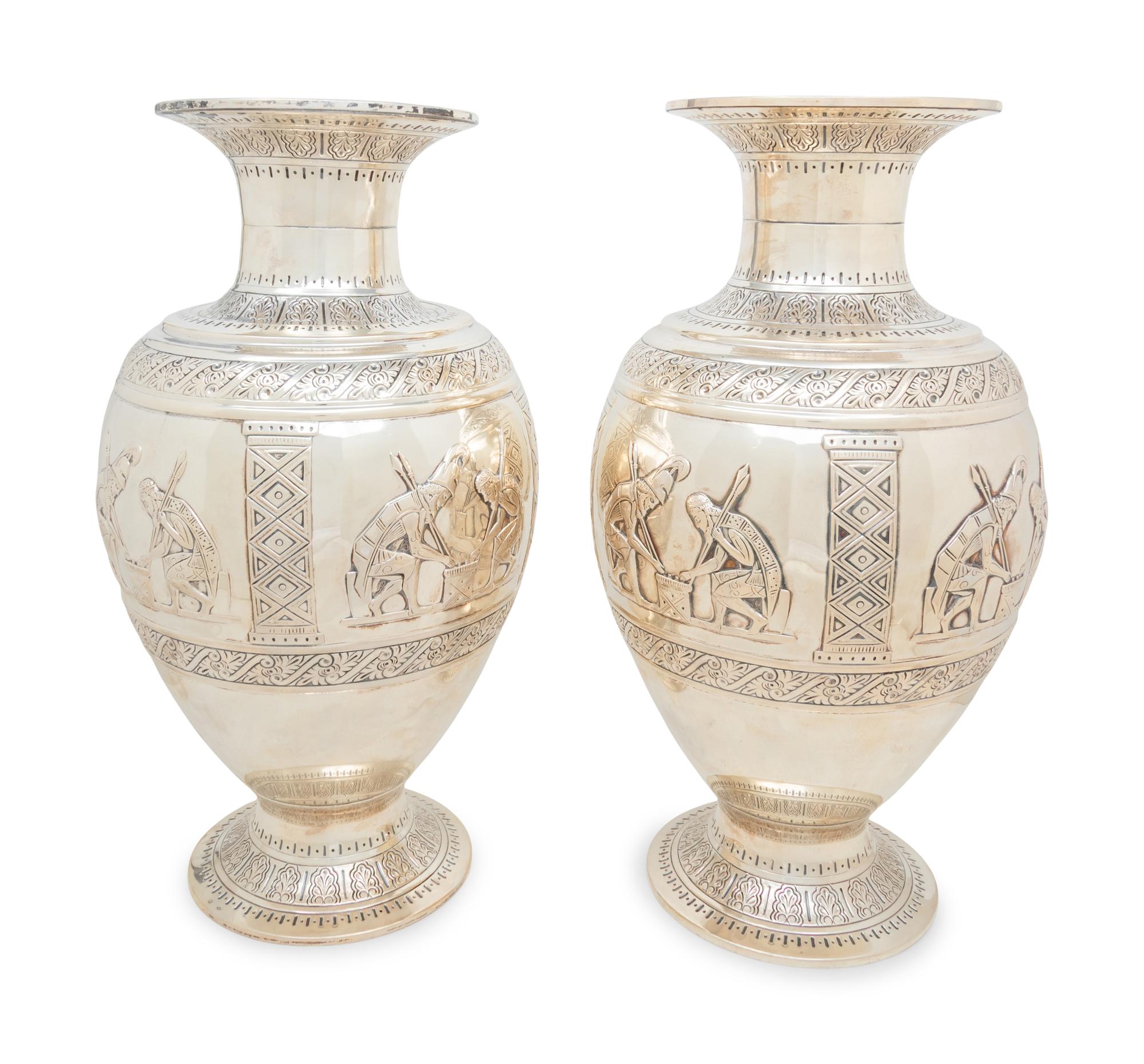 A Pair of Large French Silver Vases