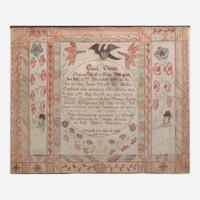 A Fraktur birth and baptism record for Susanna Getz of Berks County Johannes Hoffman, early 19th century