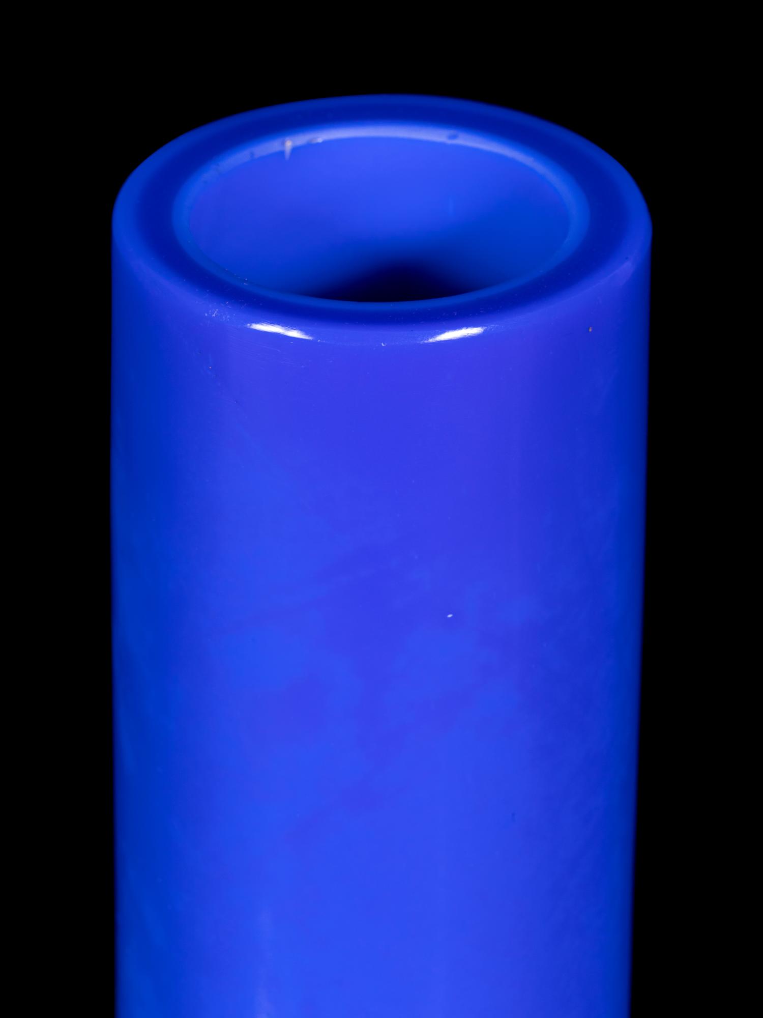 A Chinese Opaque Blue Glass Bottle Vase