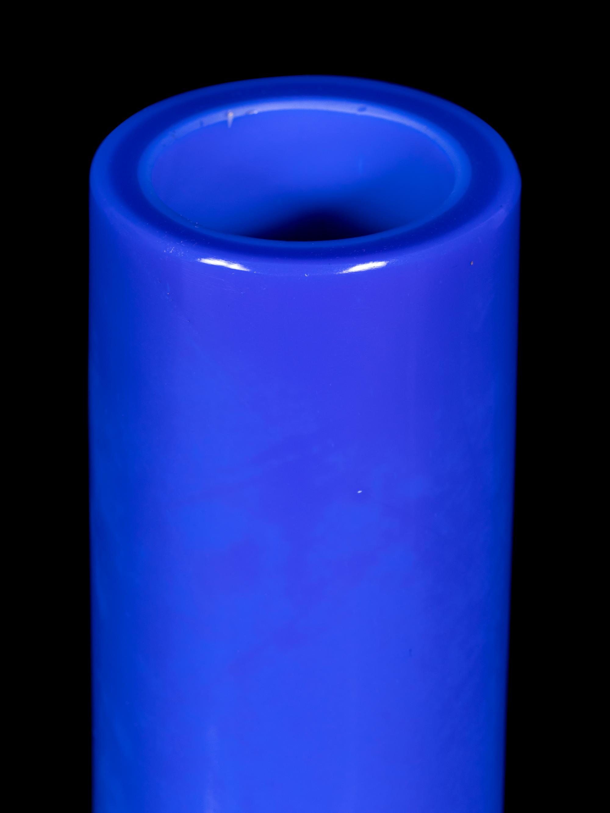 A Chinese Opaque Blue Glass Bottle Vase