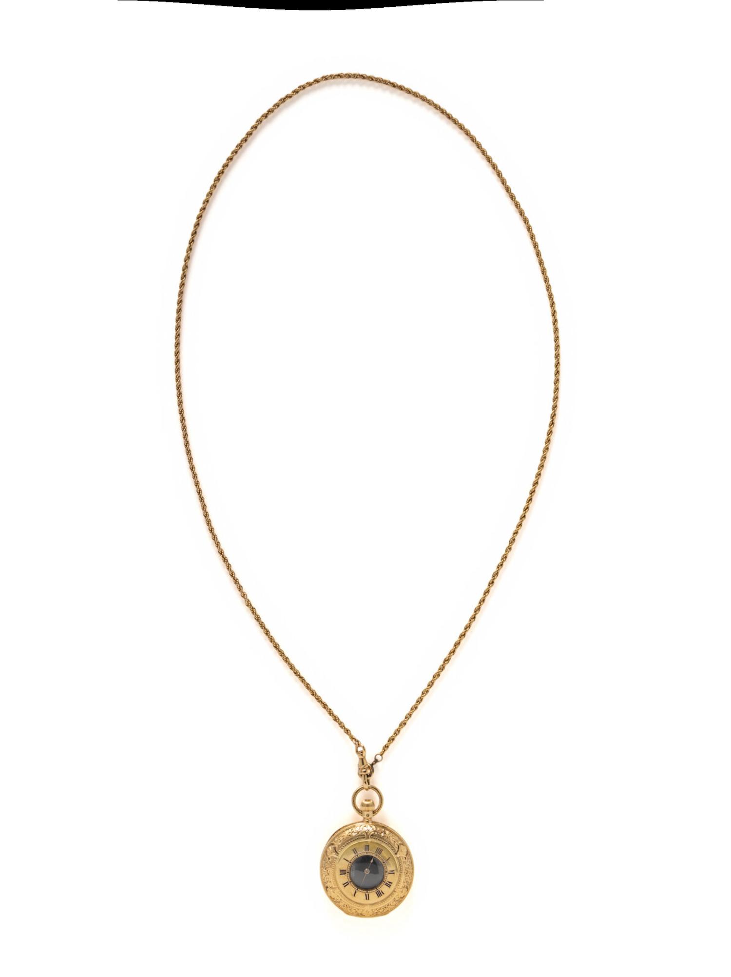 TIFFANY & CO., GENEVE, YELLOW GOLD HUNTERCASE POCKET WATCH, WATCH CHAIN AND STYLUS