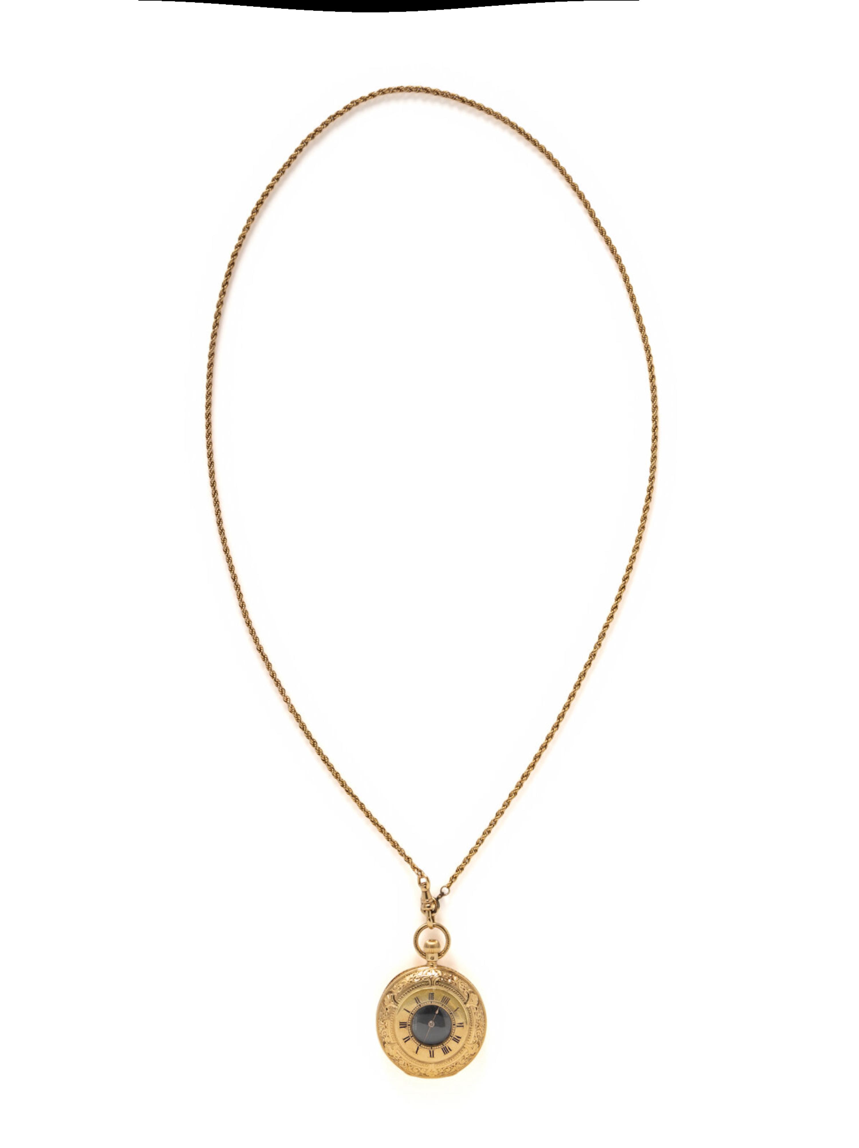 TIFFANY & CO., GENEVE, YELLOW GOLD HUNTERCASE POCKET WATCH, WATCH CHAIN AND STYLUS