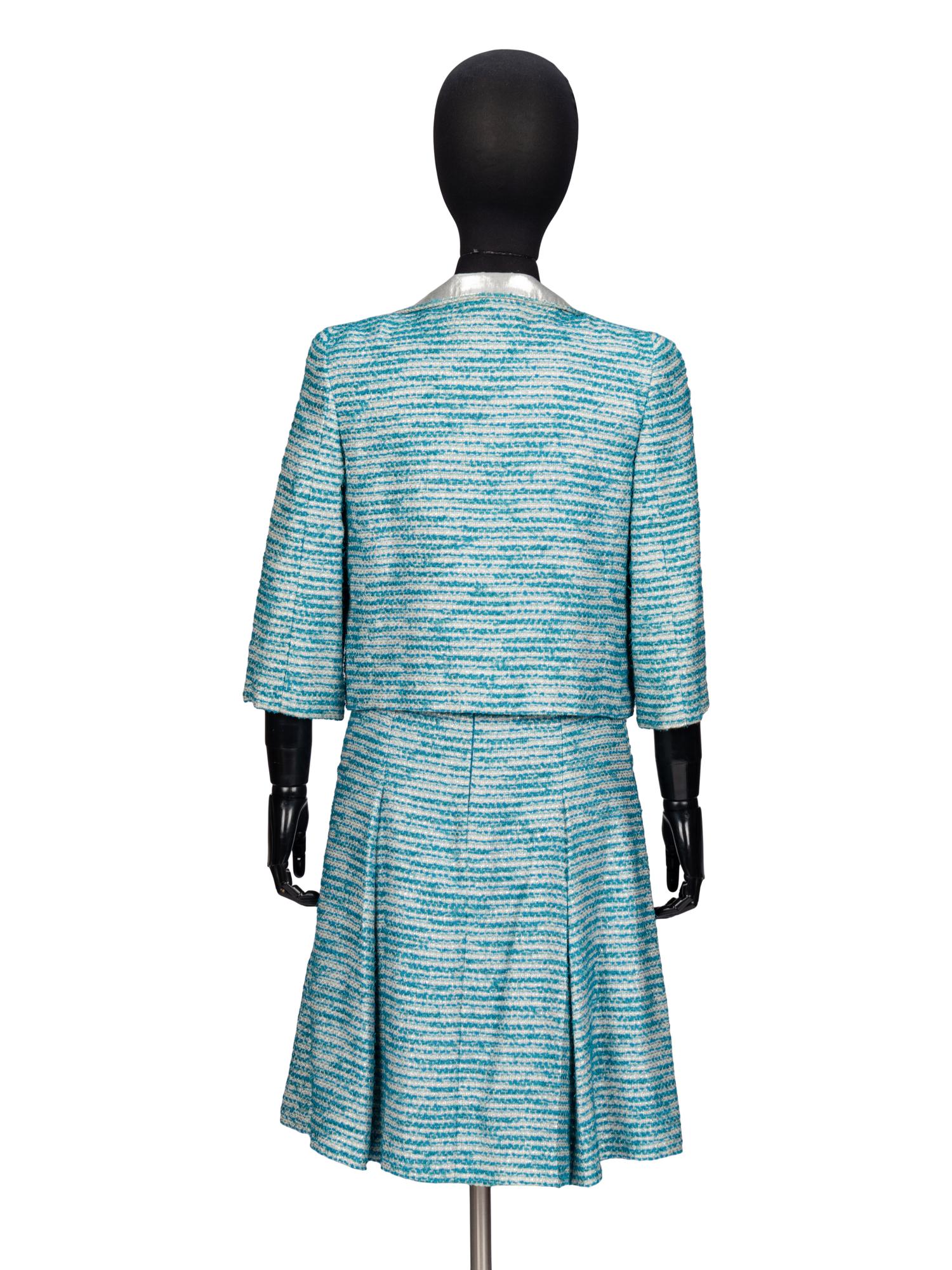 Chanel, Turquoise Tweed Skirt Suit