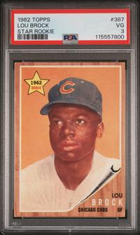 A 1962 Topps Lou Brock Rookie Baseball Card No. 387 (PSA 3 VG) from The Collection of David Eisenhower