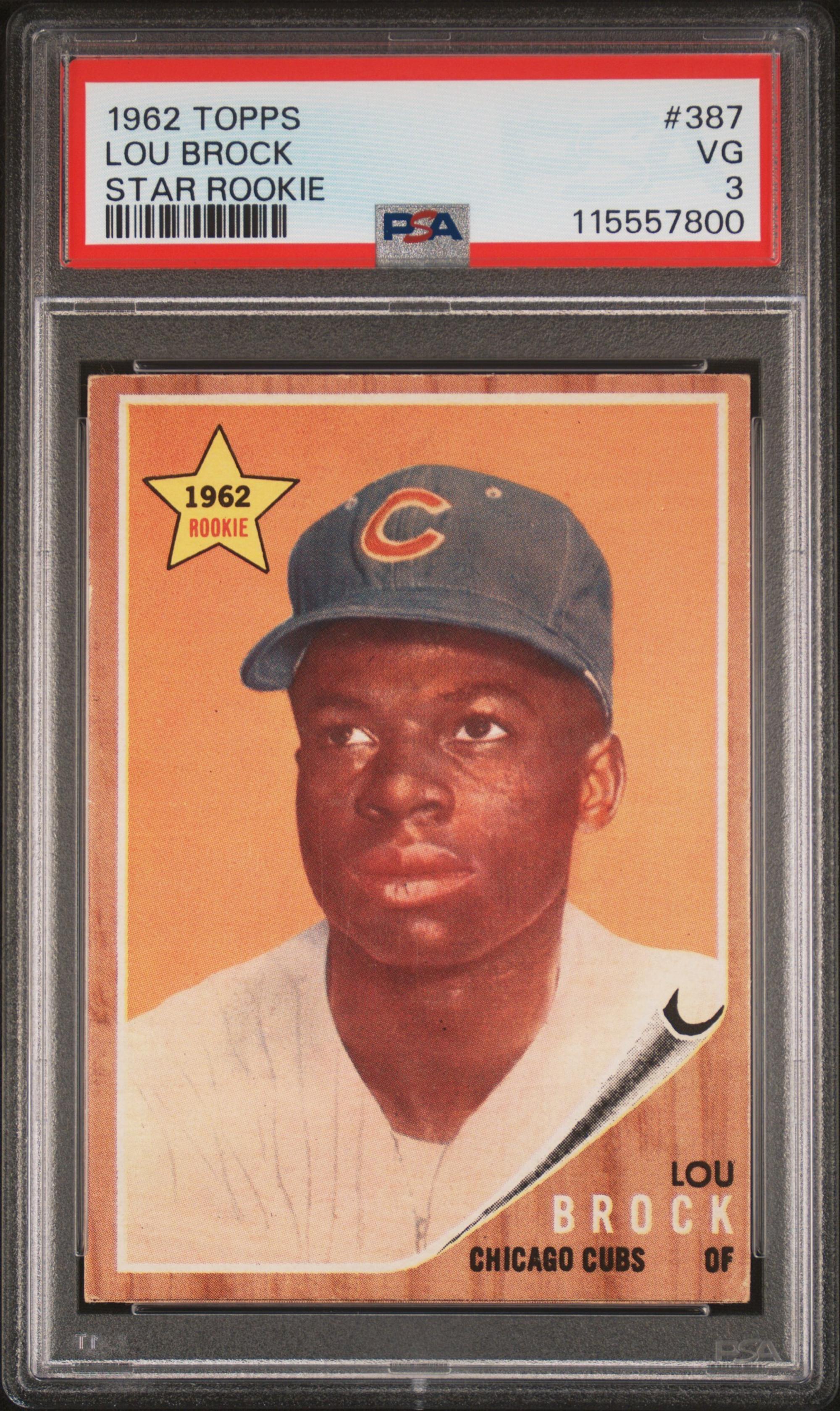 A 1962 Topps Lou Brock Rookie Baseball Card No. 387 (PSA 3 VG) from The Collection of David Eisenhower