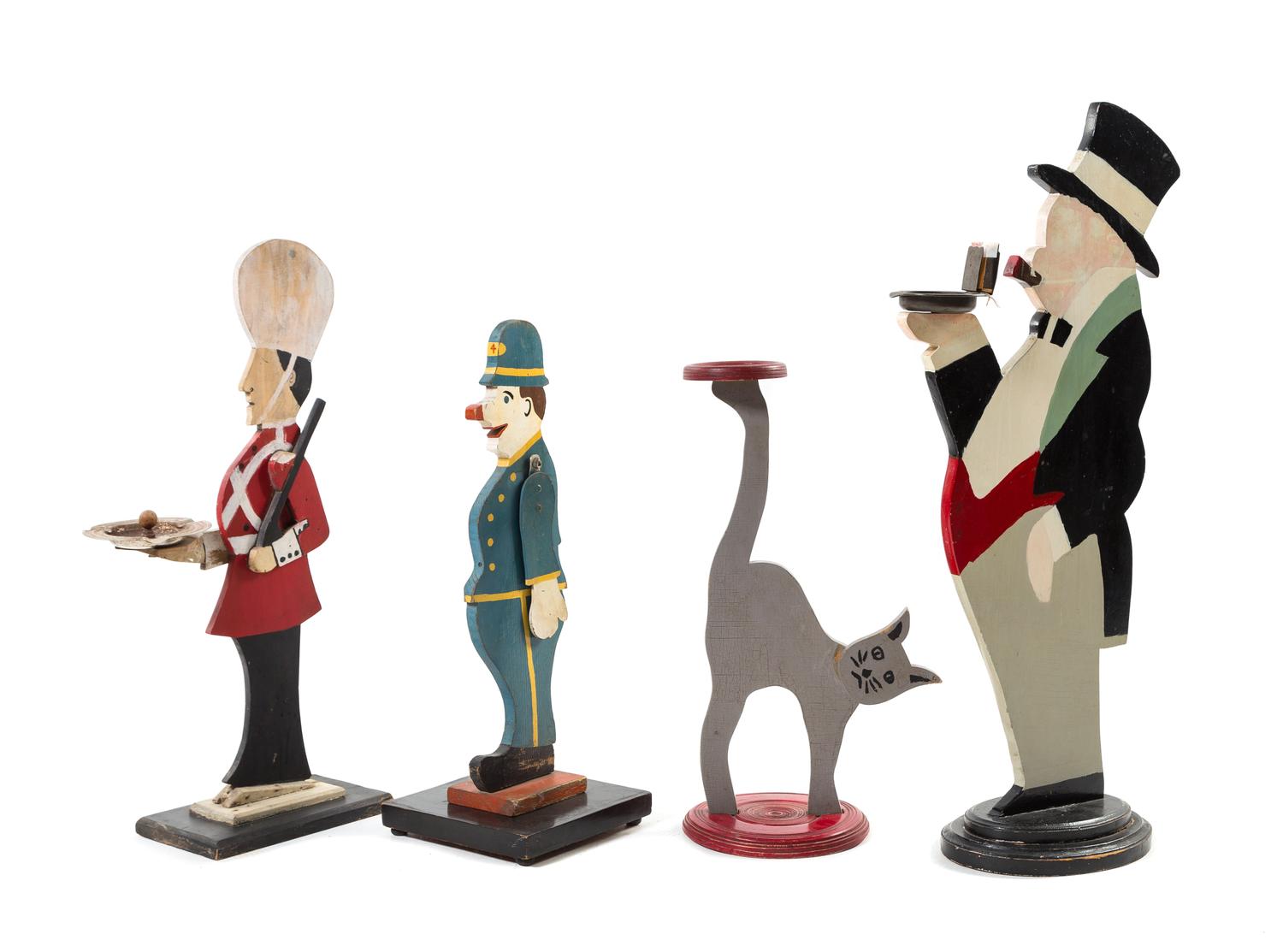 Four Standing Figural Tip Trays Height of tallest 35 1/2 inches. — Mid 20th Century