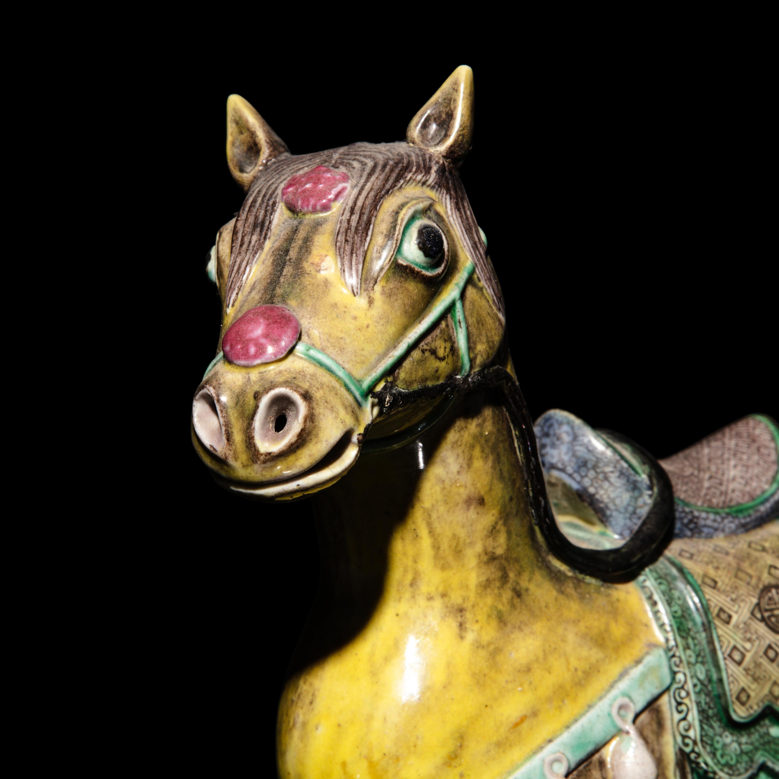 Three Chinese Enameled Porcelain Horses