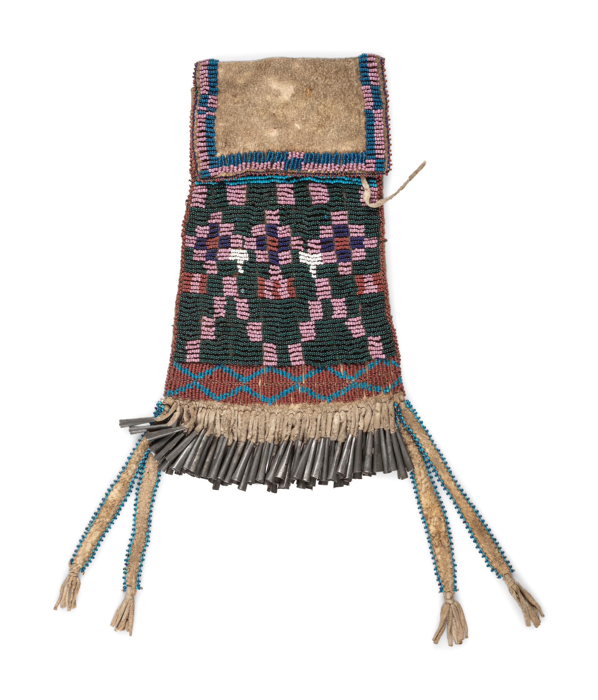 Mescalero Apache Beaded Hide Pouch