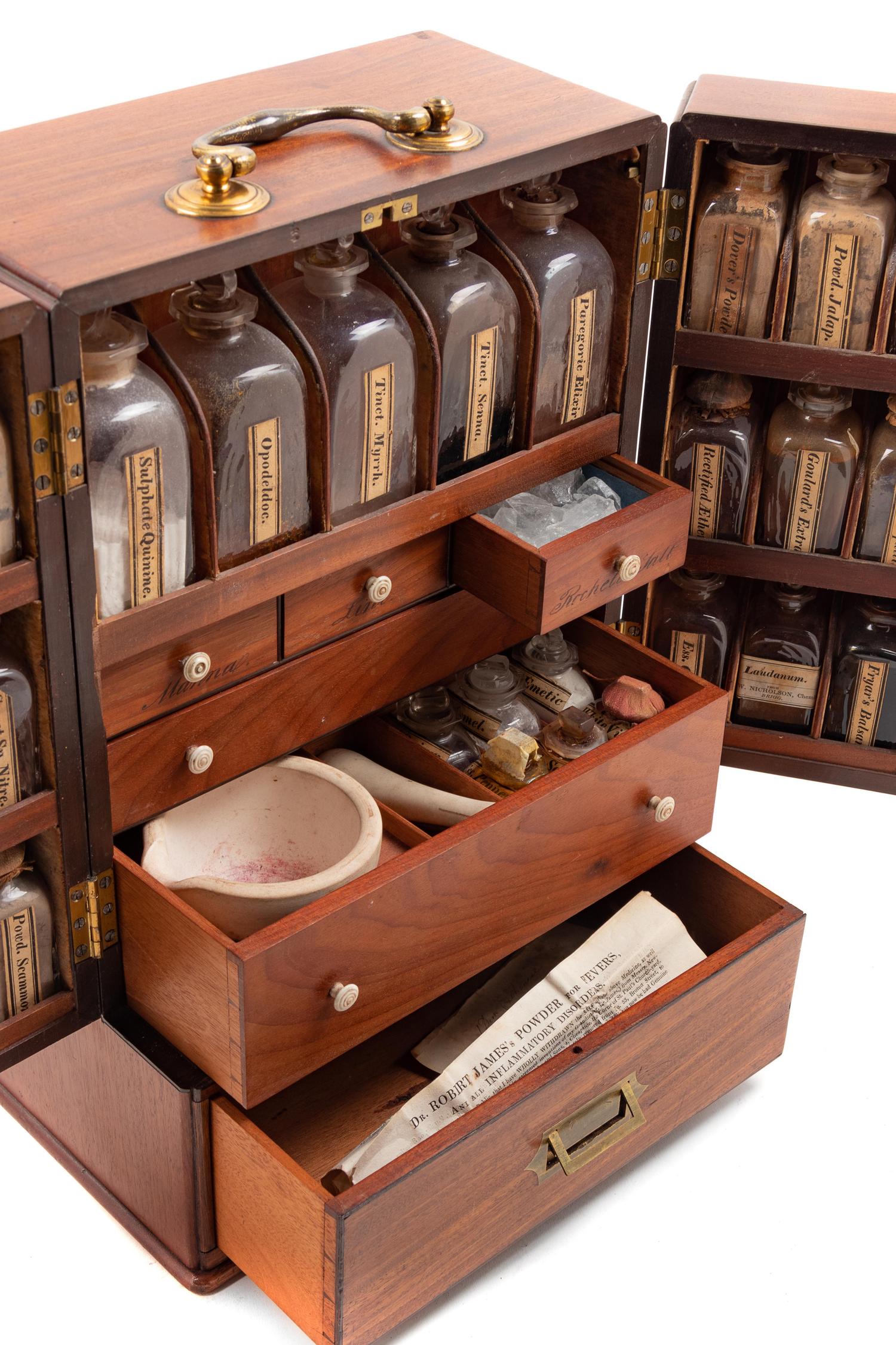 A Regency Figured Mahogany Travelling Apothecary Chest