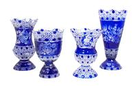A Collection of Bohemian Blue Cut to Clear Table Articles Height of tallest 15 inches. — SECOND HALF 20TH CENTURY