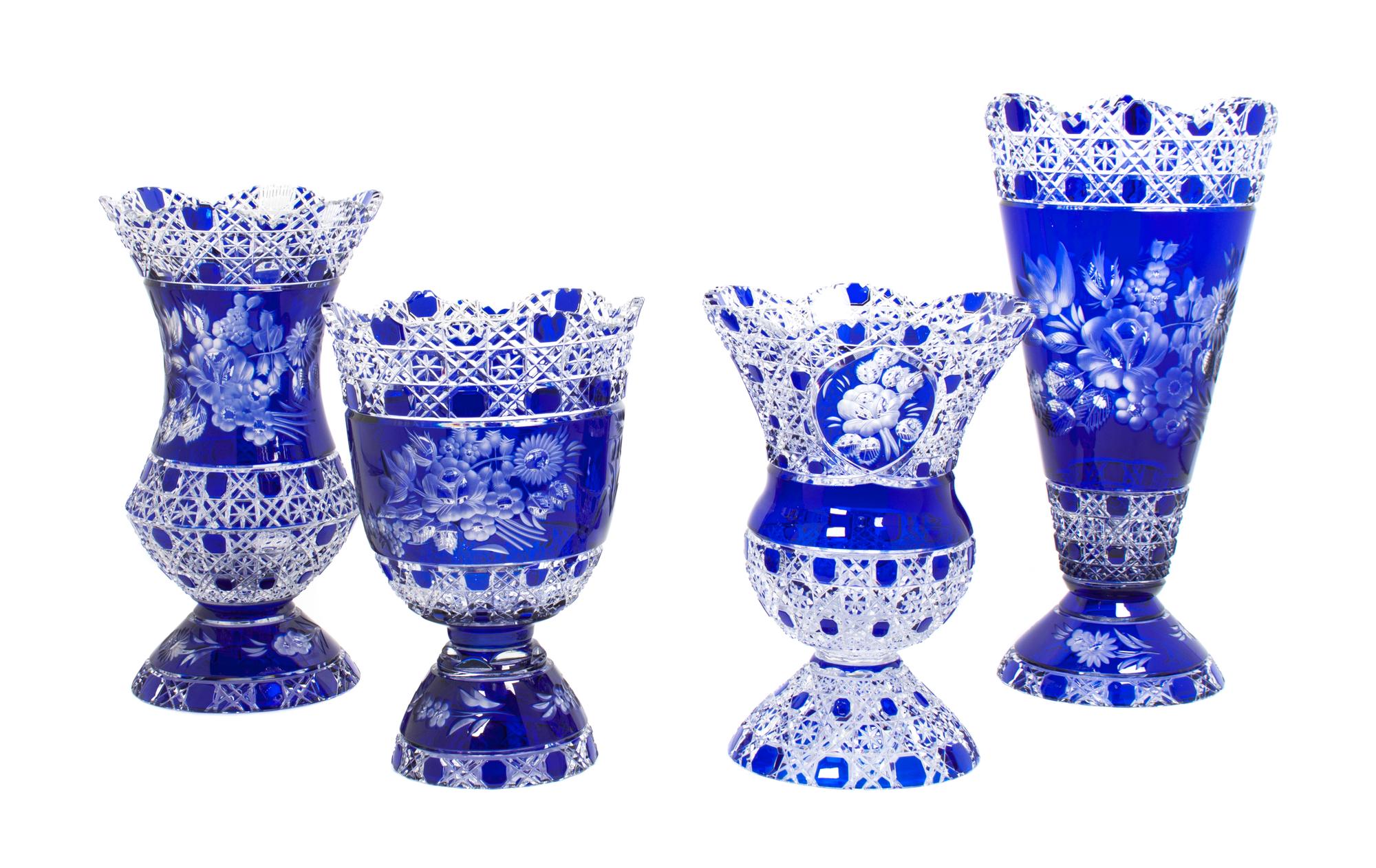 A Collection of Bohemian Blue Cut to Clear Table Articles Height of tallest 15 inches. — SECOND HALF 20TH CENTURY