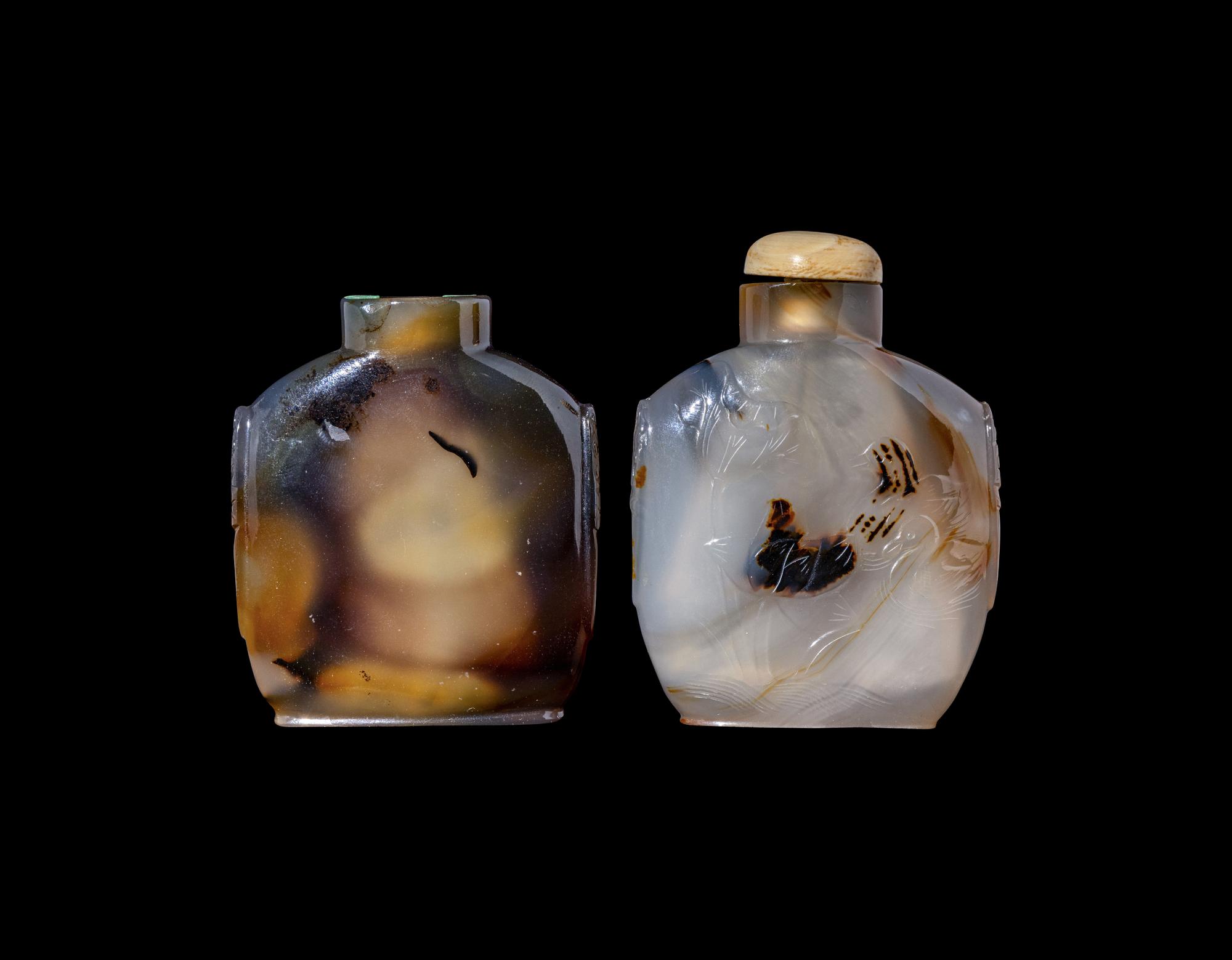 Two Chinese Agate Snuff Bottles
