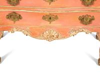A Portuguese Painted and Parcel Gilt Commode