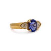 Tanzanite, Diamond, and Yellow Gold Ring