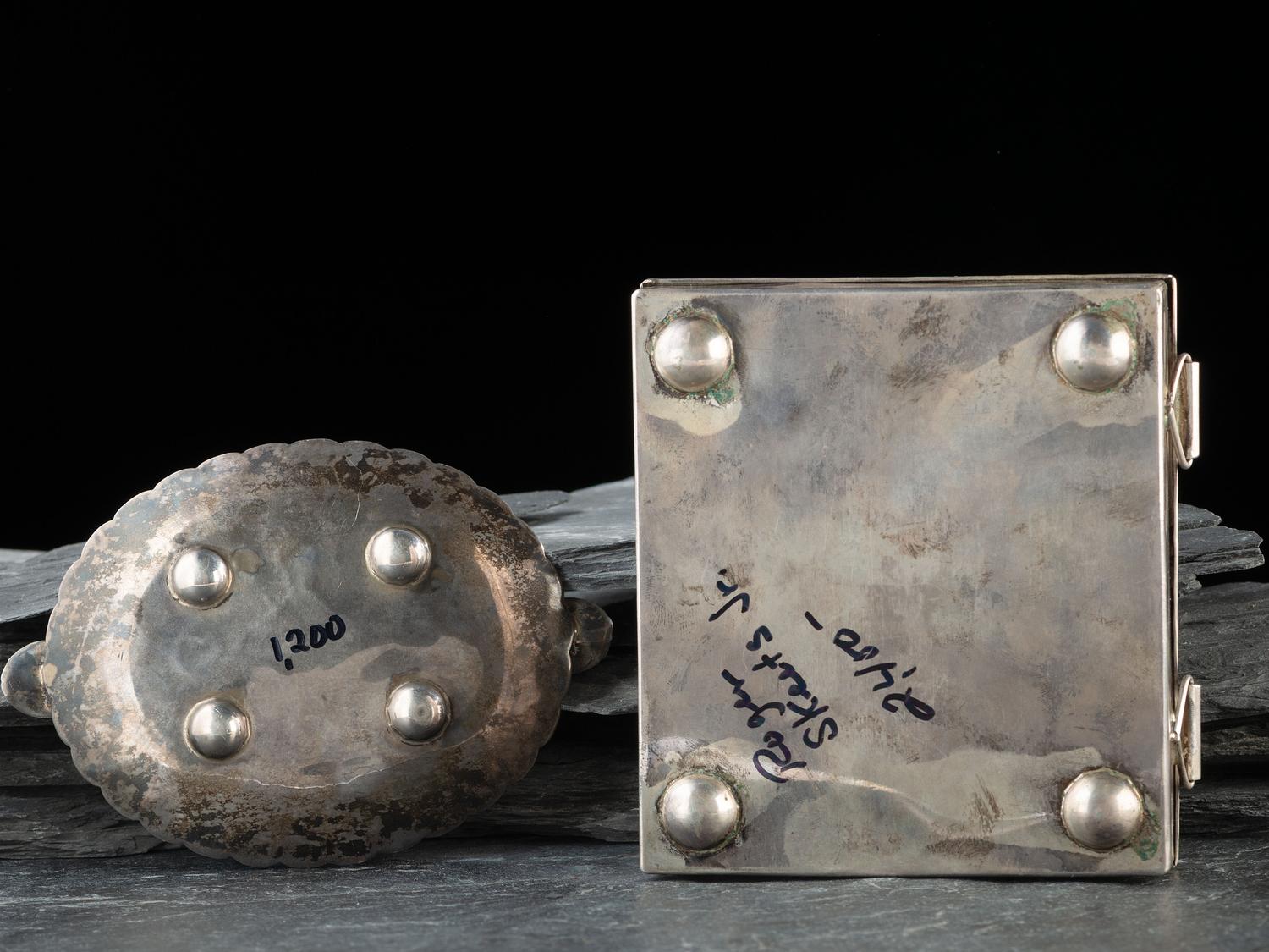 Navajo Silver Lidded Box and Ashtray