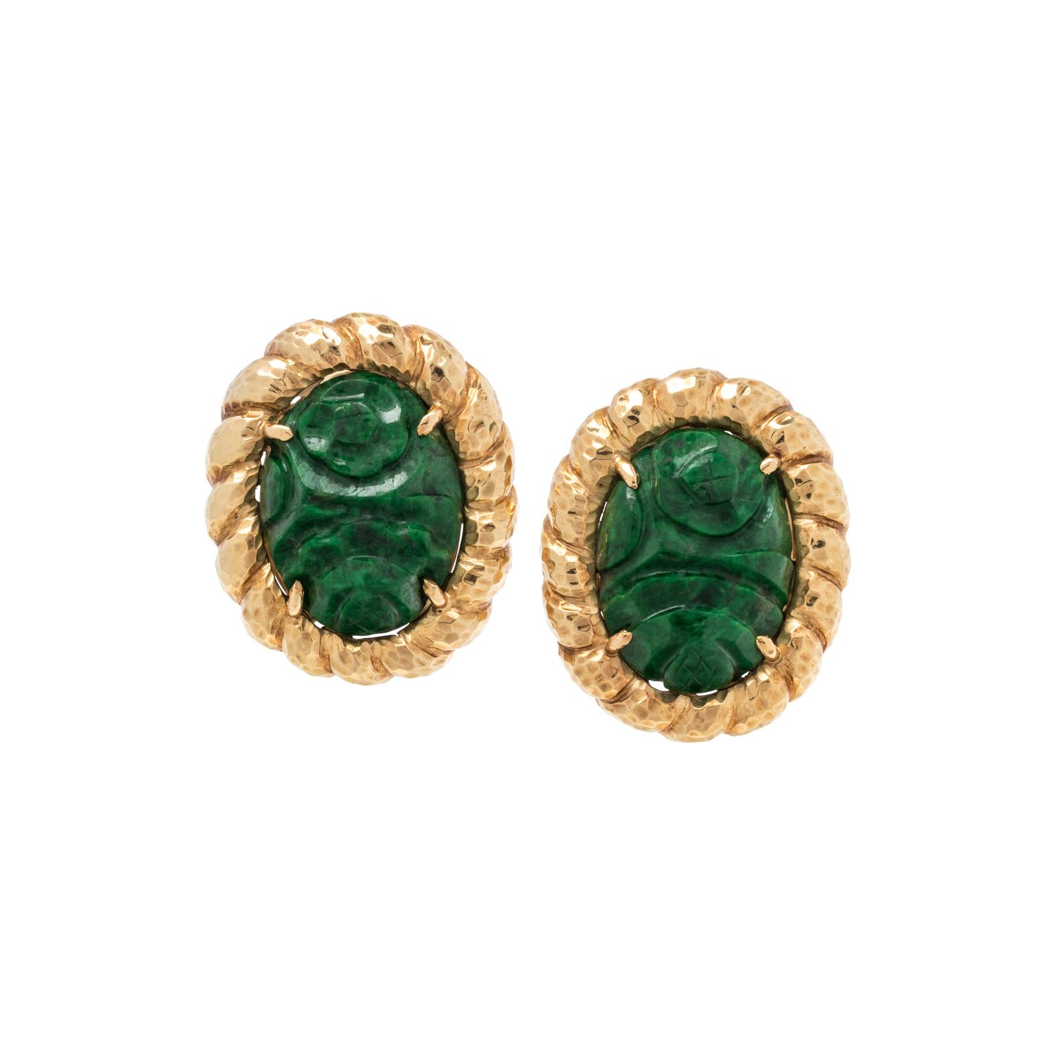 YELLOW GOLD AND MAW-SIT-SIT EARCLIPS