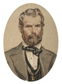 [CIVIL WAR]. STANDISH, Austin M. (1823-1865). Pencil and watercolor portrait of the Confederate Colonel, 6th Division Missouri State Guards.