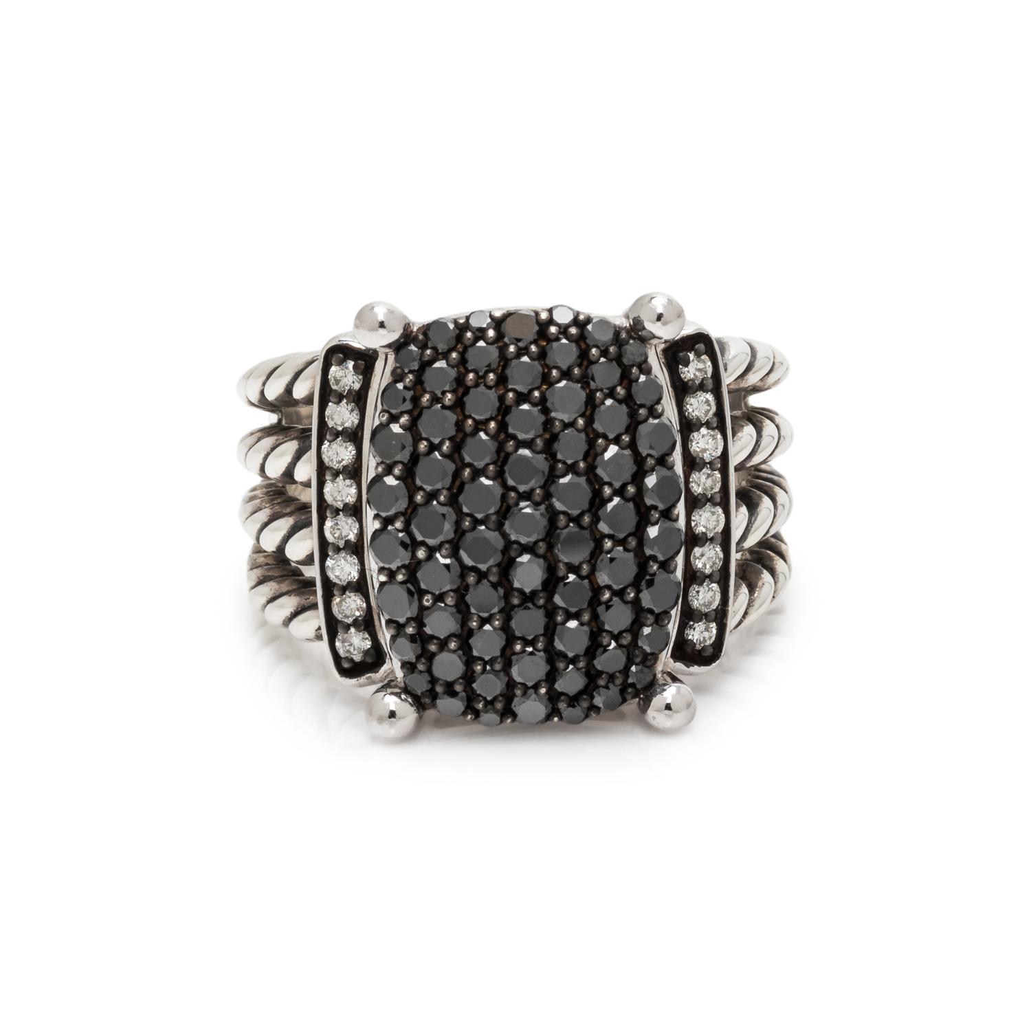 DAVID YURMAN, BLACK DIAMOND AND DIAMOND 'WHEATON' RING