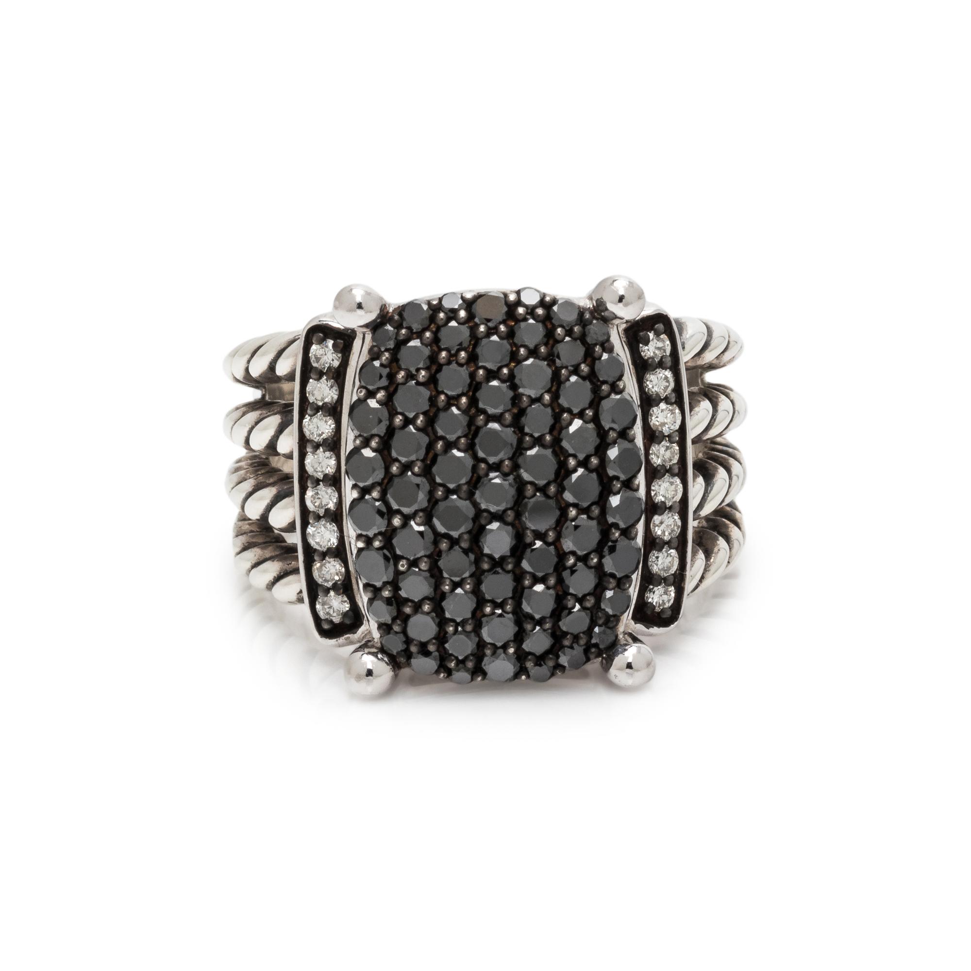 DAVID YURMAN, BLACK DIAMOND AND DIAMOND 'WHEATON' RING