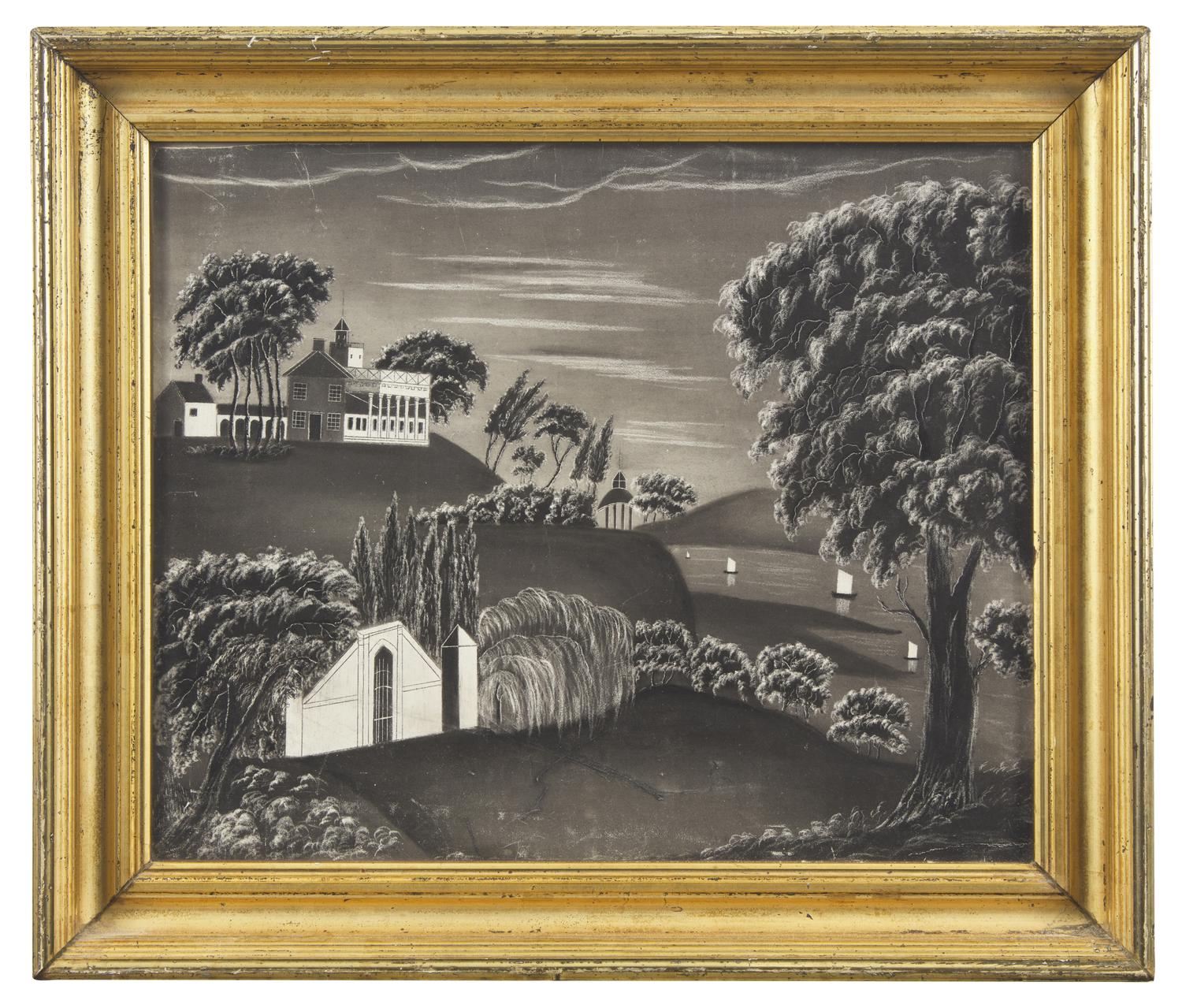American School 19th Century, Two Views of the Washington's Tomb at Mount Vernon , First Half 19th Century