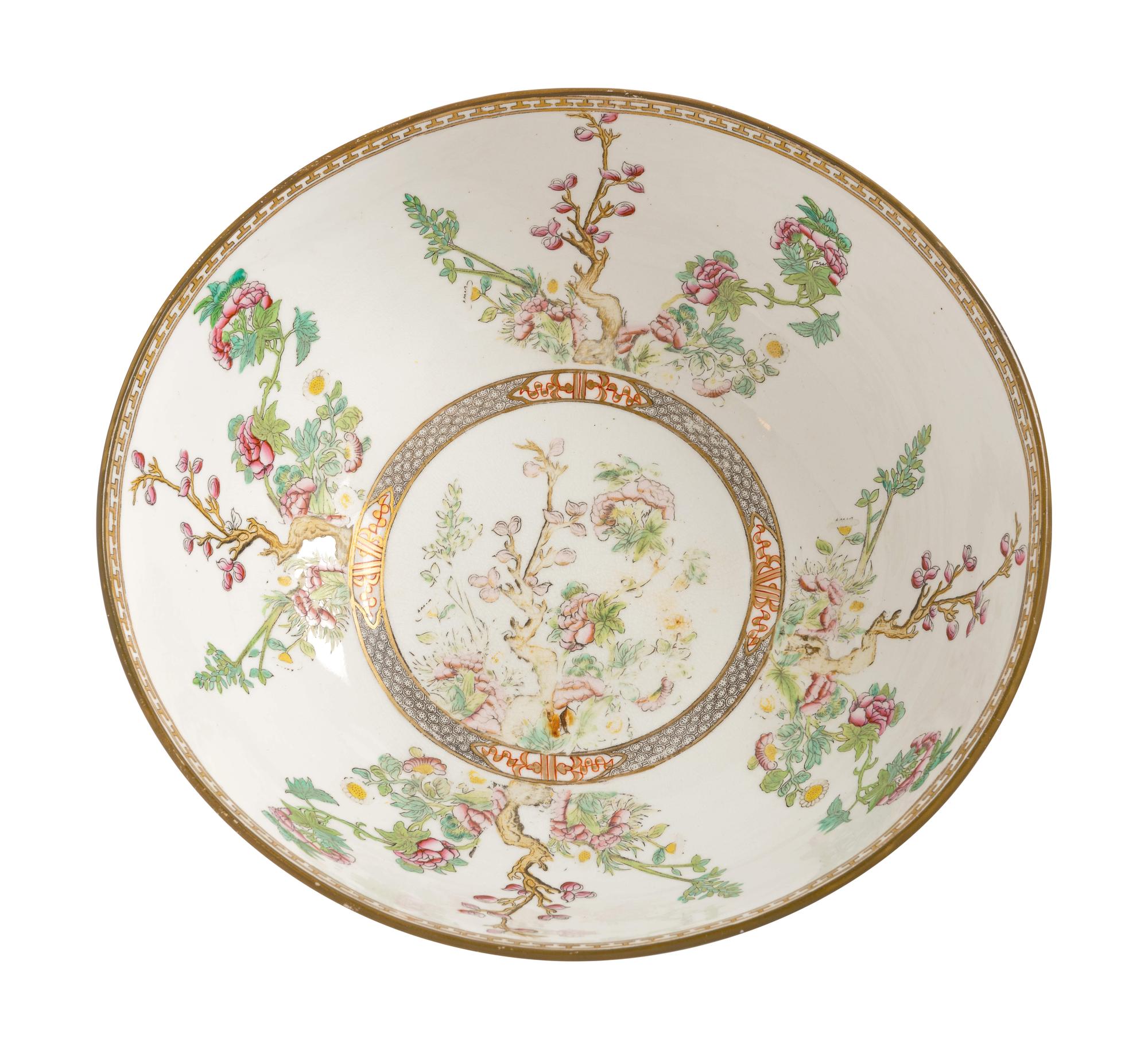 An English Transfer-Decorated Porcelain Center Bowl