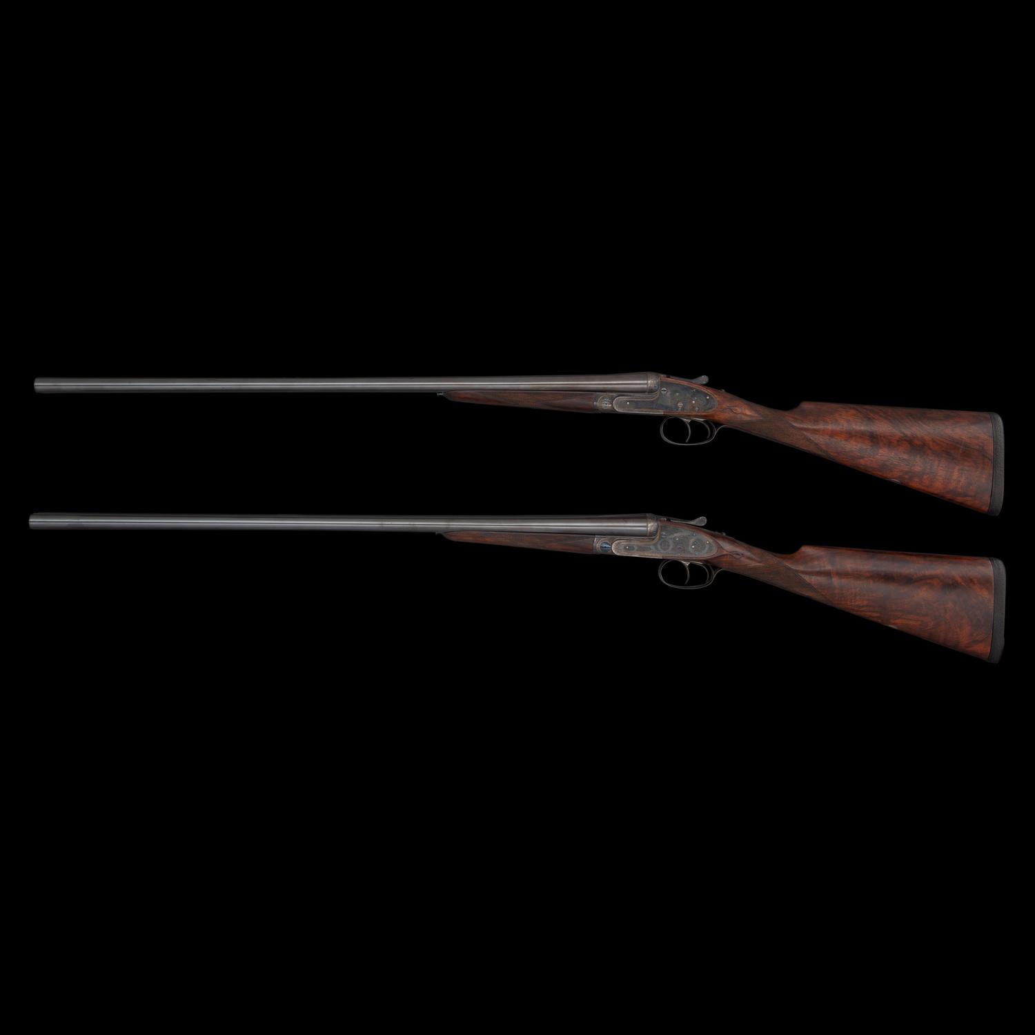 **A Pair of Consecutively Numbered James Purdey & Sons 20 Bore SxS Hammerless Shotguns Made for the Spanish Marquis de Villabragima, in Original Motor Case with Accessories