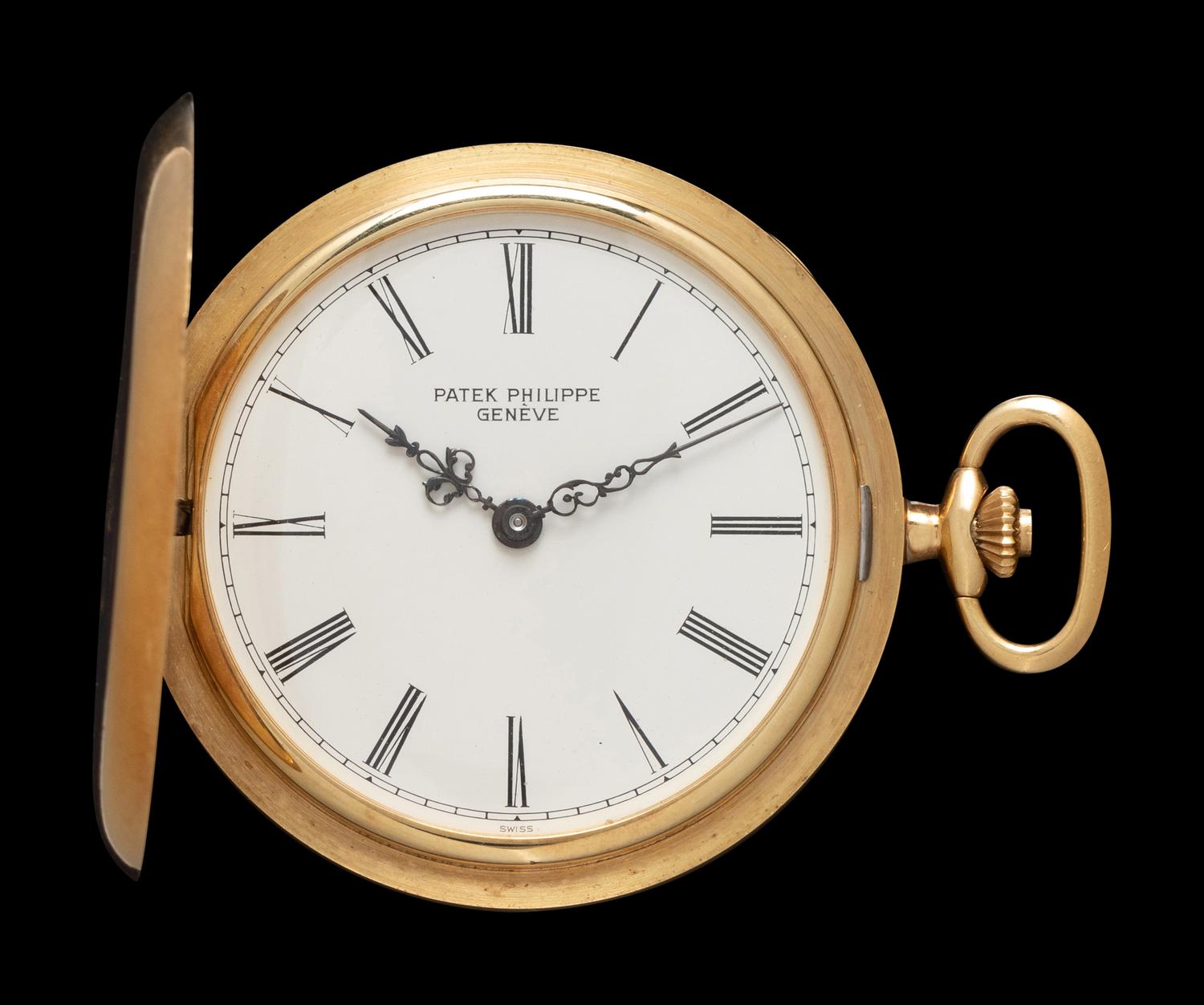 PATEK PHILIPPE, 18K YELLOW GOLD POCKET WATCH WITH CHAIN AND CHARM