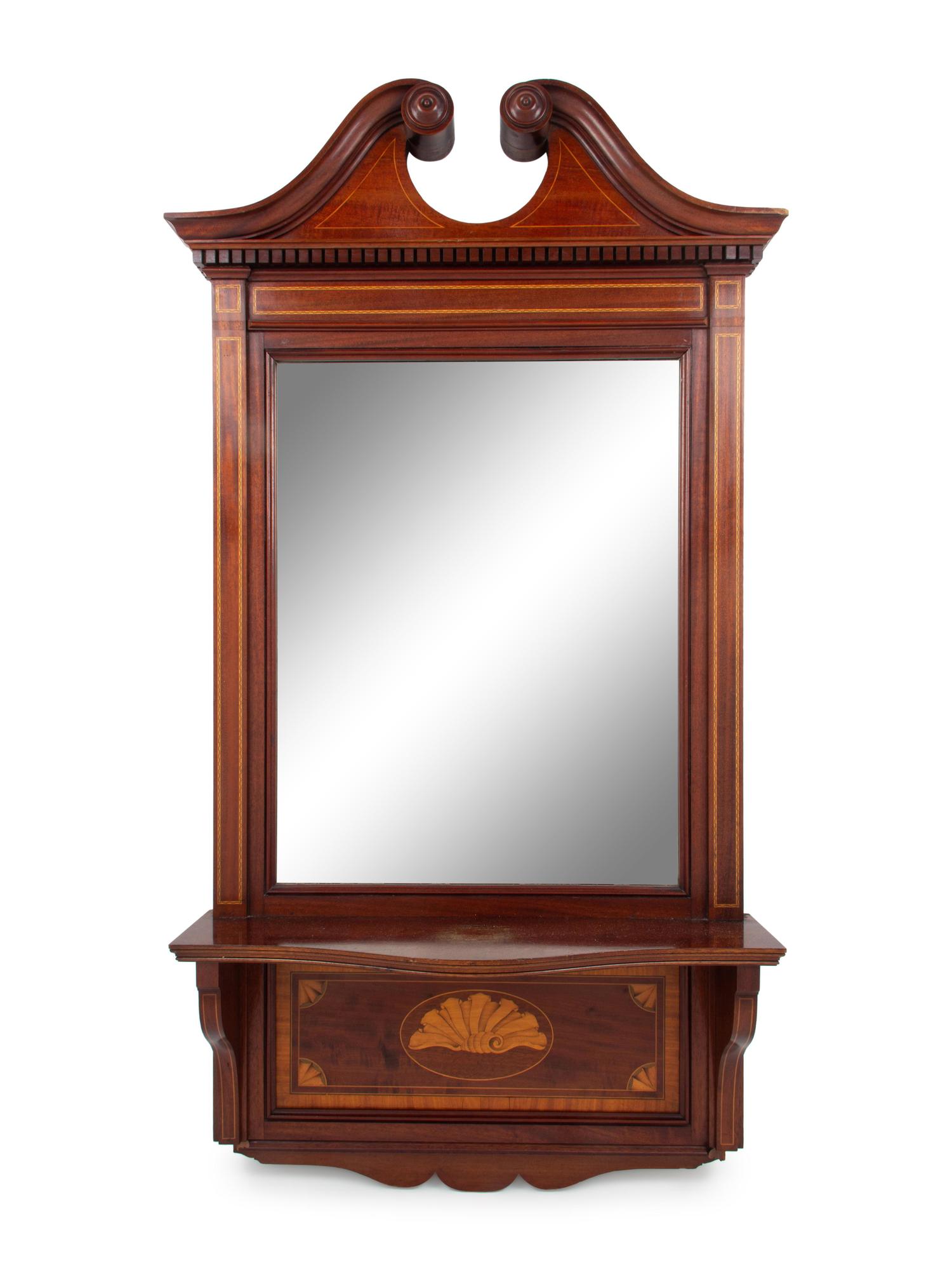 An Edwardian Satinwood Inlaid Mahogany Mirror