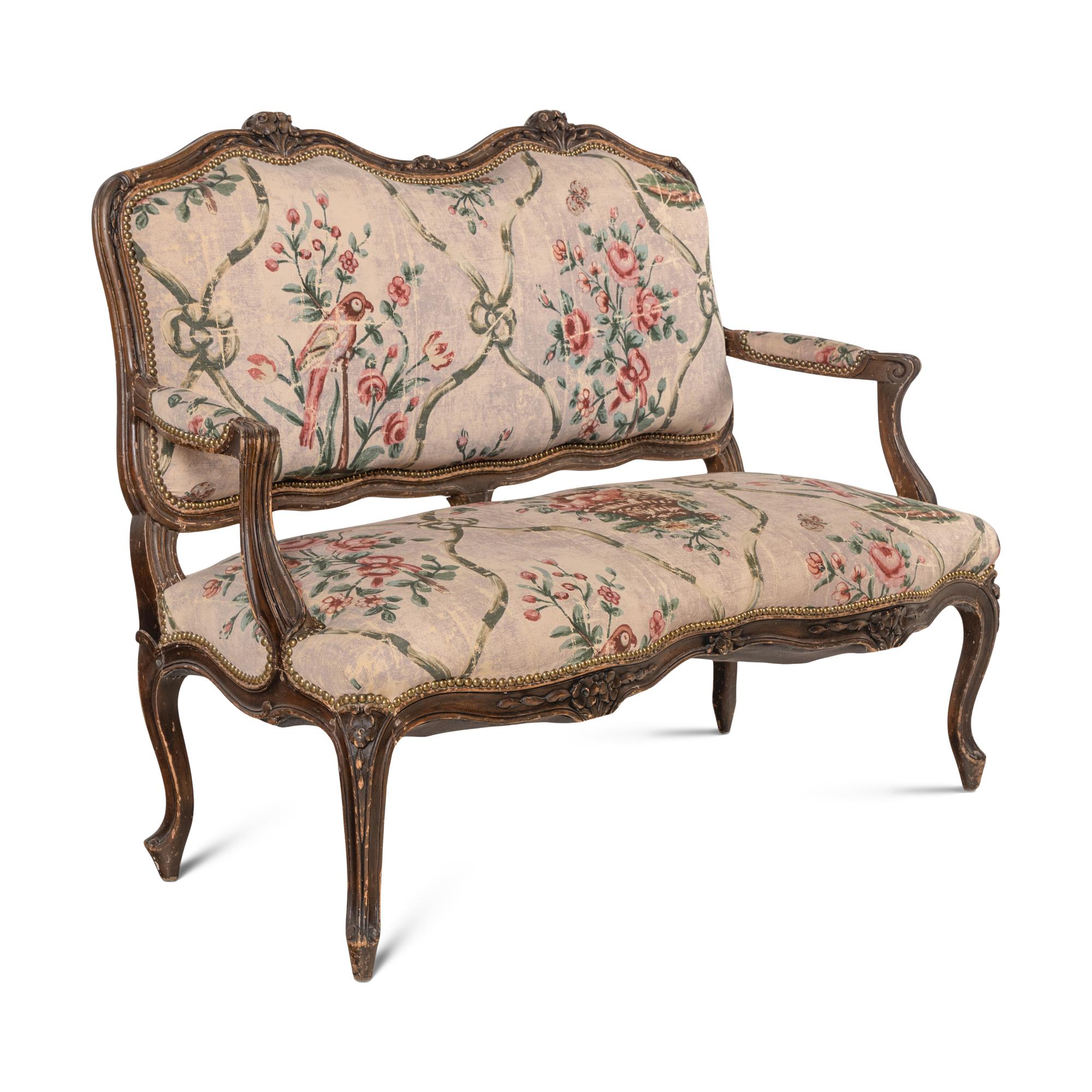 A Louis XV Style Walnut Settee