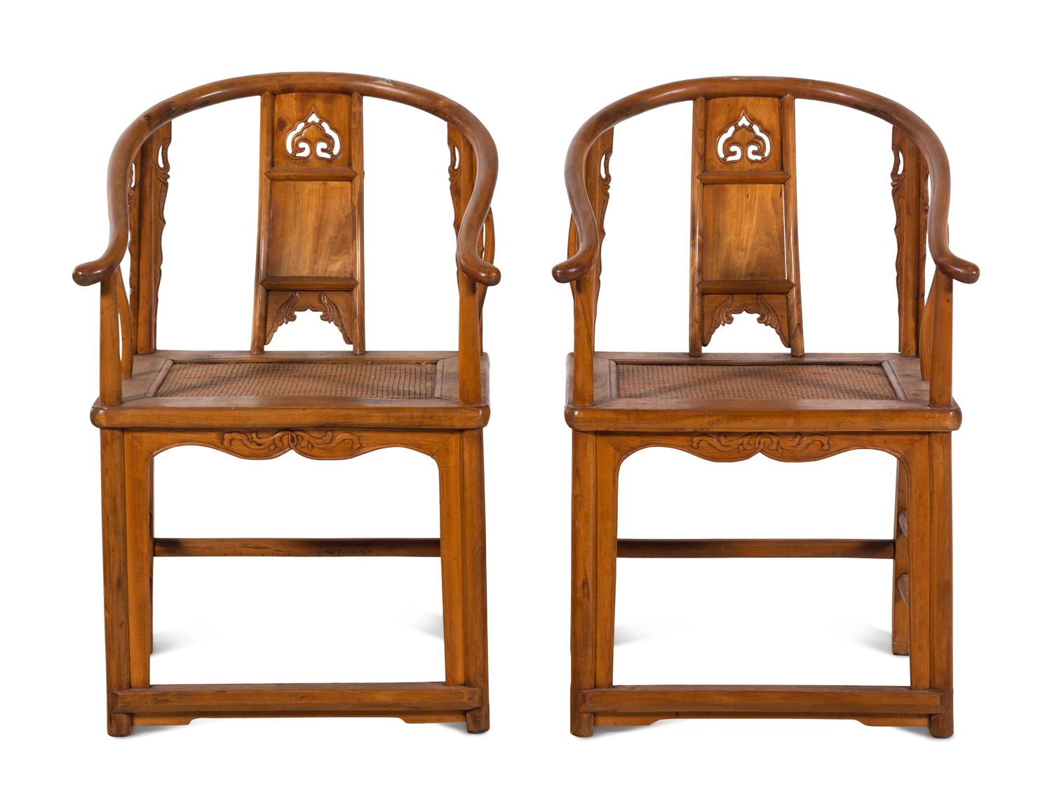 A Pair of Chinese Horseshoe-Back Armchairs