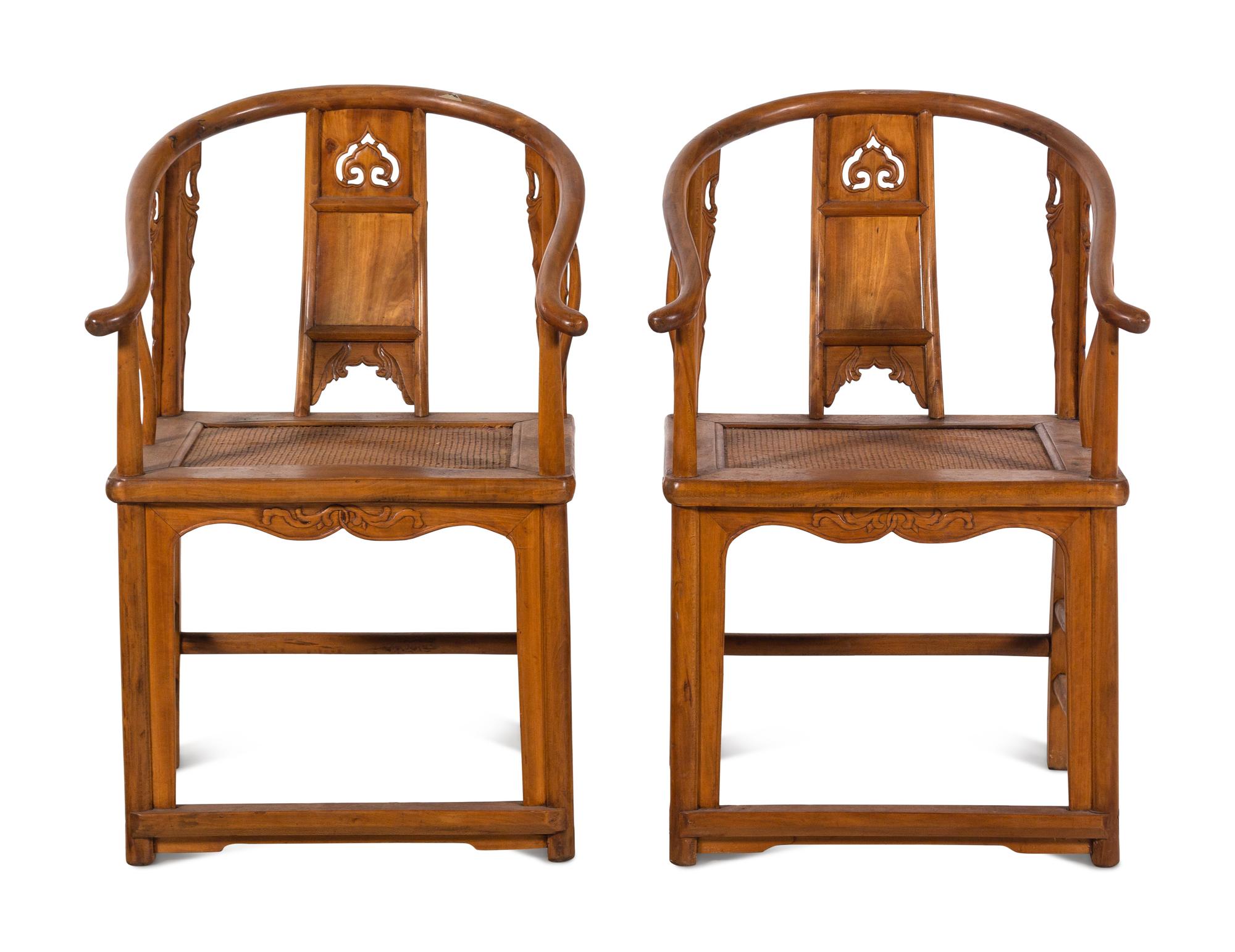 A Pair of Chinese Horseshoe-Back Armchairs