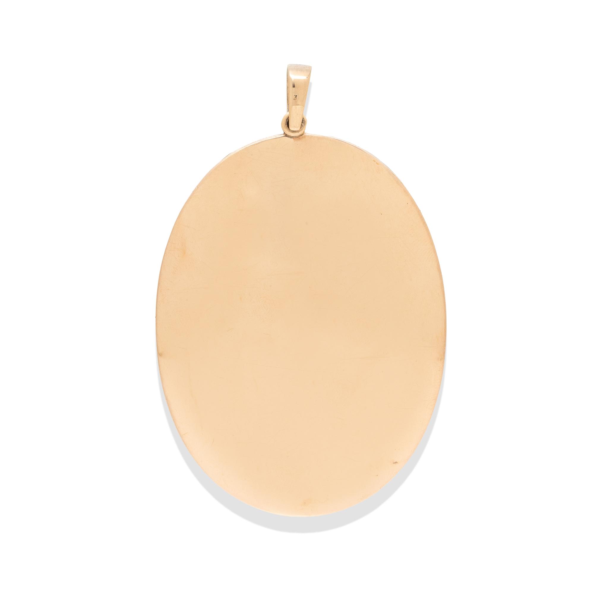 ANTIQUE, PORTRAIT PENDANT WITH DIAMONDS AND ROSE GOLD